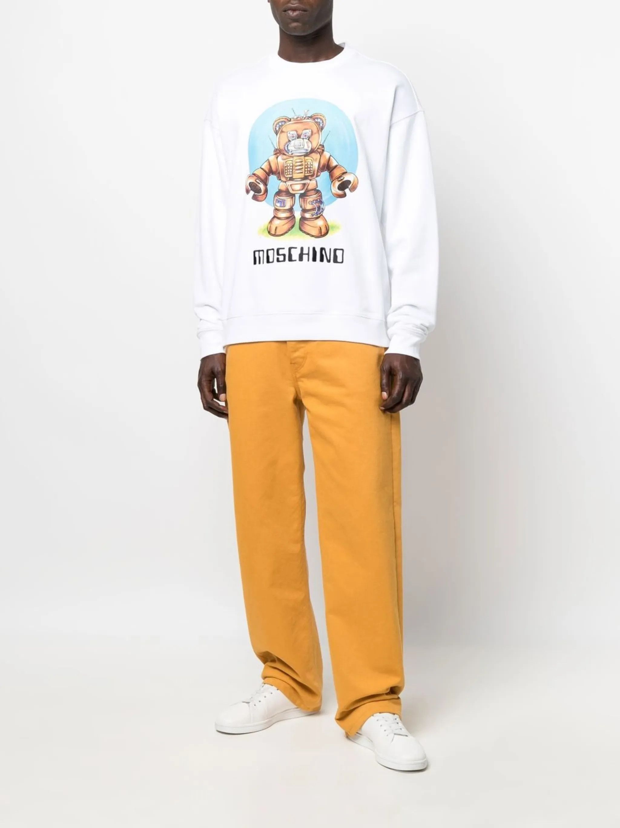 Moschino o1y0225 Logo Crewneck Sweatshirt in White Size US L / EU 52-54 / 3 - 5 Thumbnail