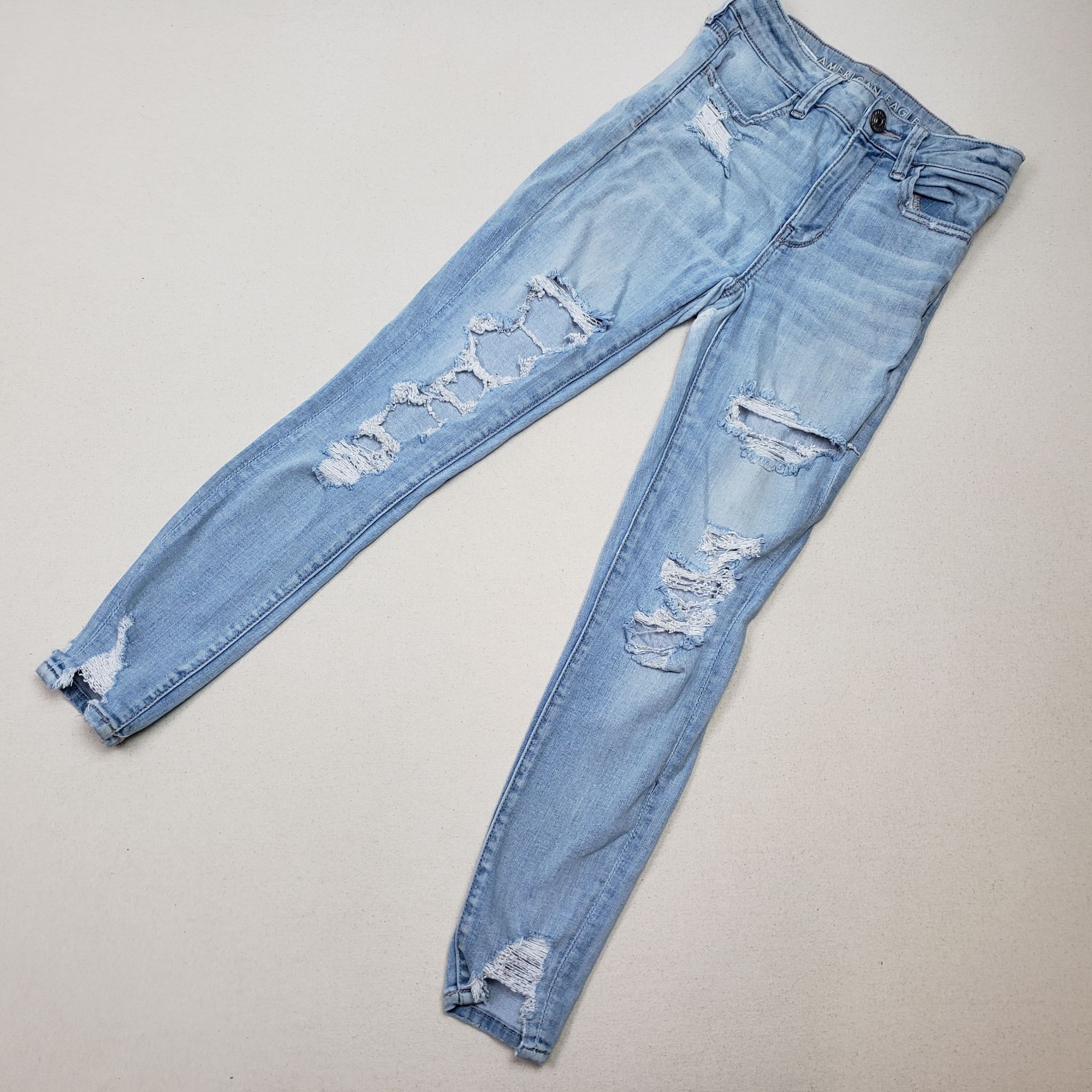 American Eagle Outfitters American Eagle Women's Distressed Straight Leg Blue Jeans 2 Size 24" / US 00 / IT 34 - 1 Thumbnail