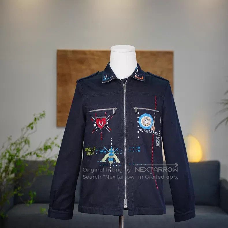 Valentino Valentino Black heavy work hand-beaded zip jacket jacket Size US S / EU 44-46 / 1 - 1 Thumbnail