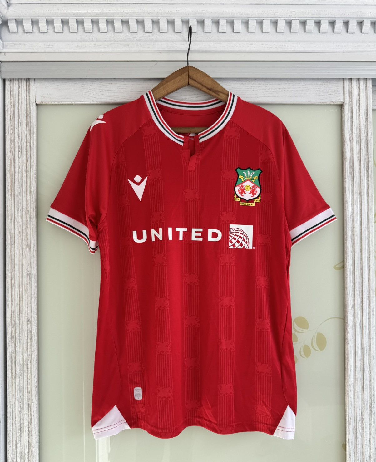 Macron Davies #7 Wrexham 2023-2024 Home Soccer Jersey Football Kit Size US L / EU 52-54 / 3 - 2 Thumbnail