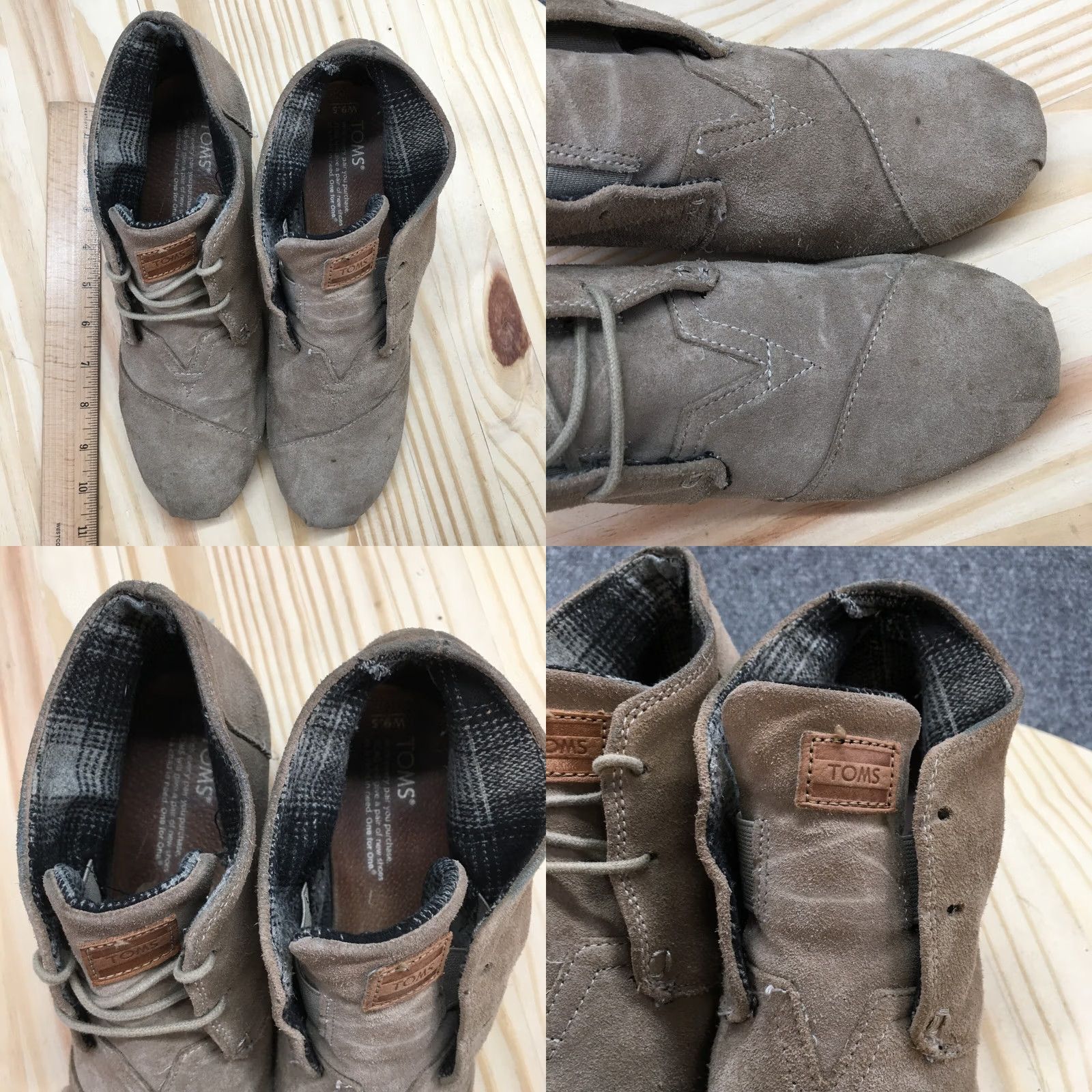 Toms TOMS Boots Womens 9.5 Desert Ankle Booties Brown Suede Lace Up Wedge Casual Shoes Size US 10 / IT 40 - 8 Thumbnail