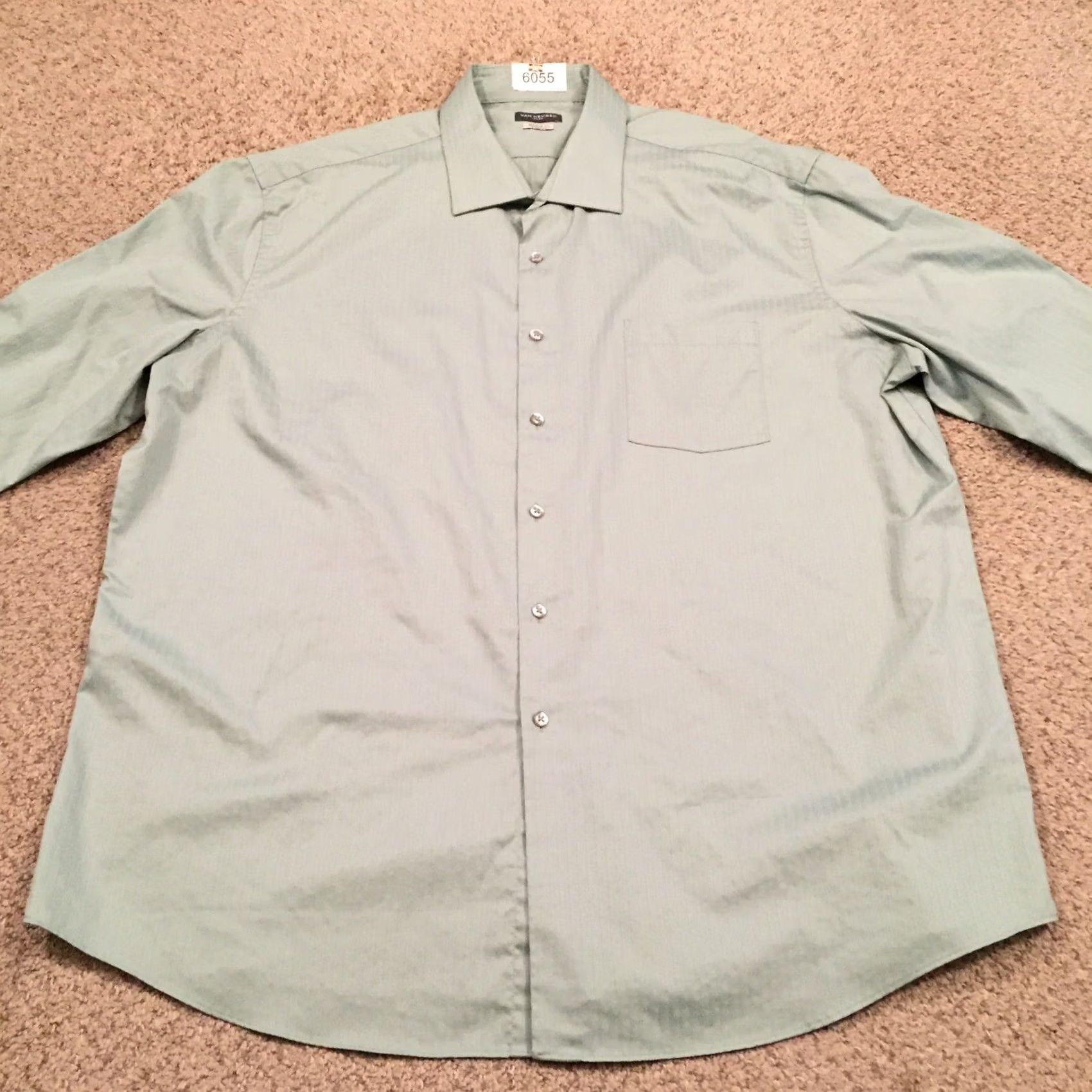 Van Heusen Van Heusen Shirt Mens 2XL Green Striped Long Sleeve Button-Up Stretch Size US XXL / EU 58 / 5 - 5 Thumbnail