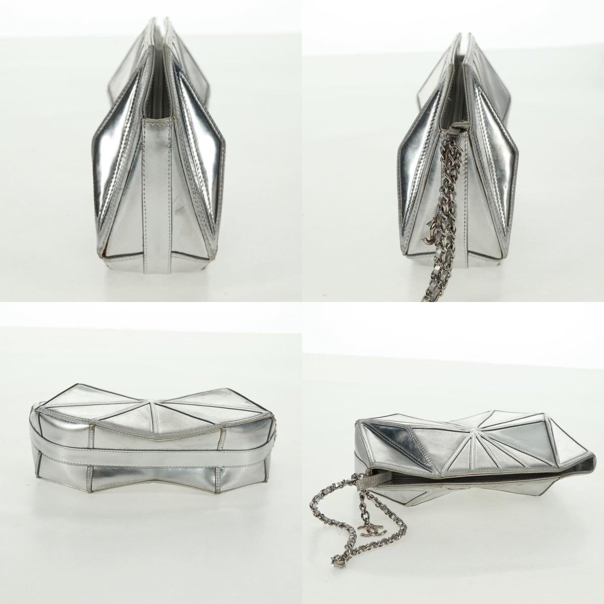 Chanel Chanel Clutch Bag Leather Silver CC Size ONE SIZE - 3 Thumbnail