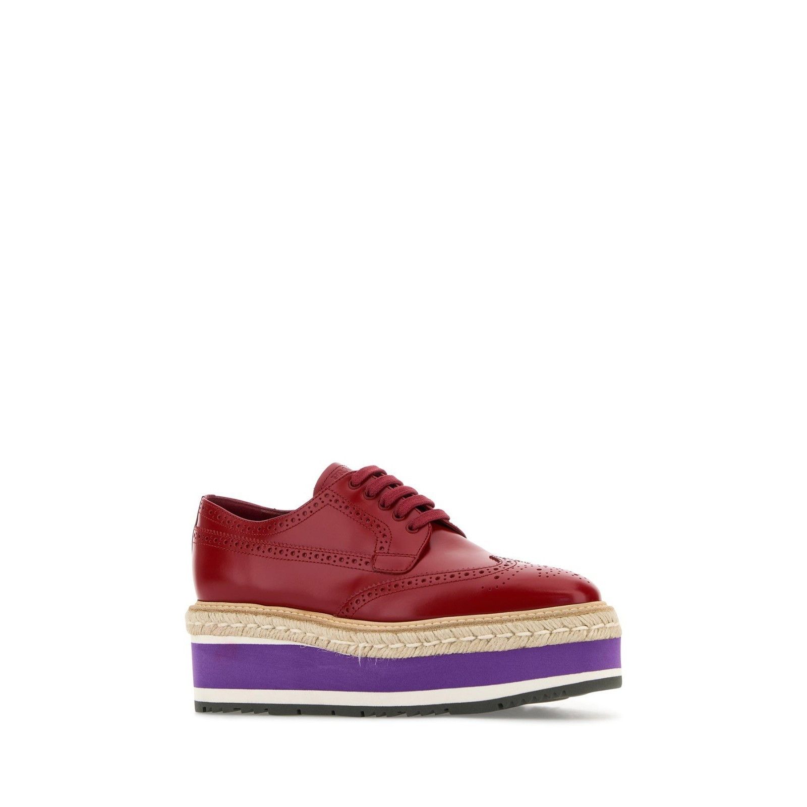 Prada PRADA Lace Up Red Leather Platform Flat Shoes New And Authen Size US 9 / IT 39 - 2 Thumbnail