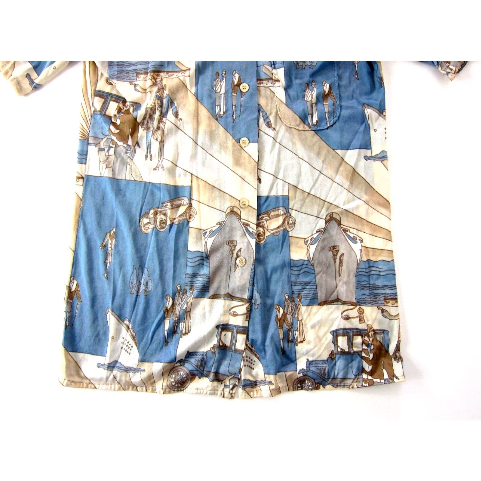 Vintage Vtg Unbranded Shirt Women M Blue Blue Boat Motorcycle People Button Down Short Sleeve Shirt Mens Womens Size M / US 6-8 / IT 42-44 - 6 Thumbnail