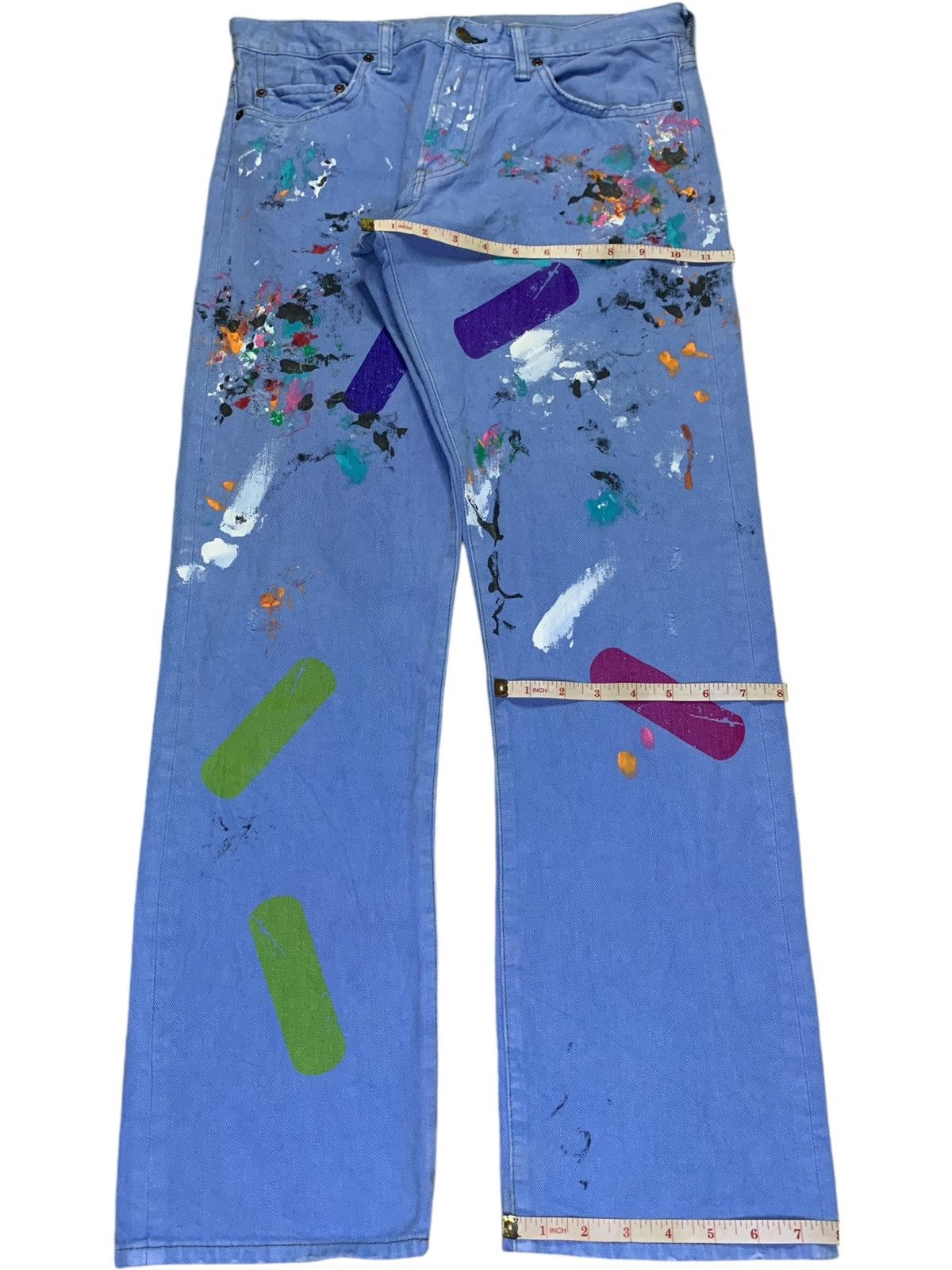 Japanese Brand Vintage Japanese Brand Blue Wash Paint Splatter Loose Jeans Size 31" - 14 Thumbnail