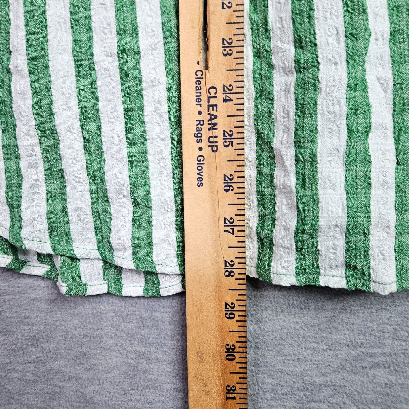 Vintage Jane + Delancey Blouse Shirt Women L Green White Striped Button Back Short Sleeve Casual Top Size L / US 10 / IT 46 - 4 Thumbnail