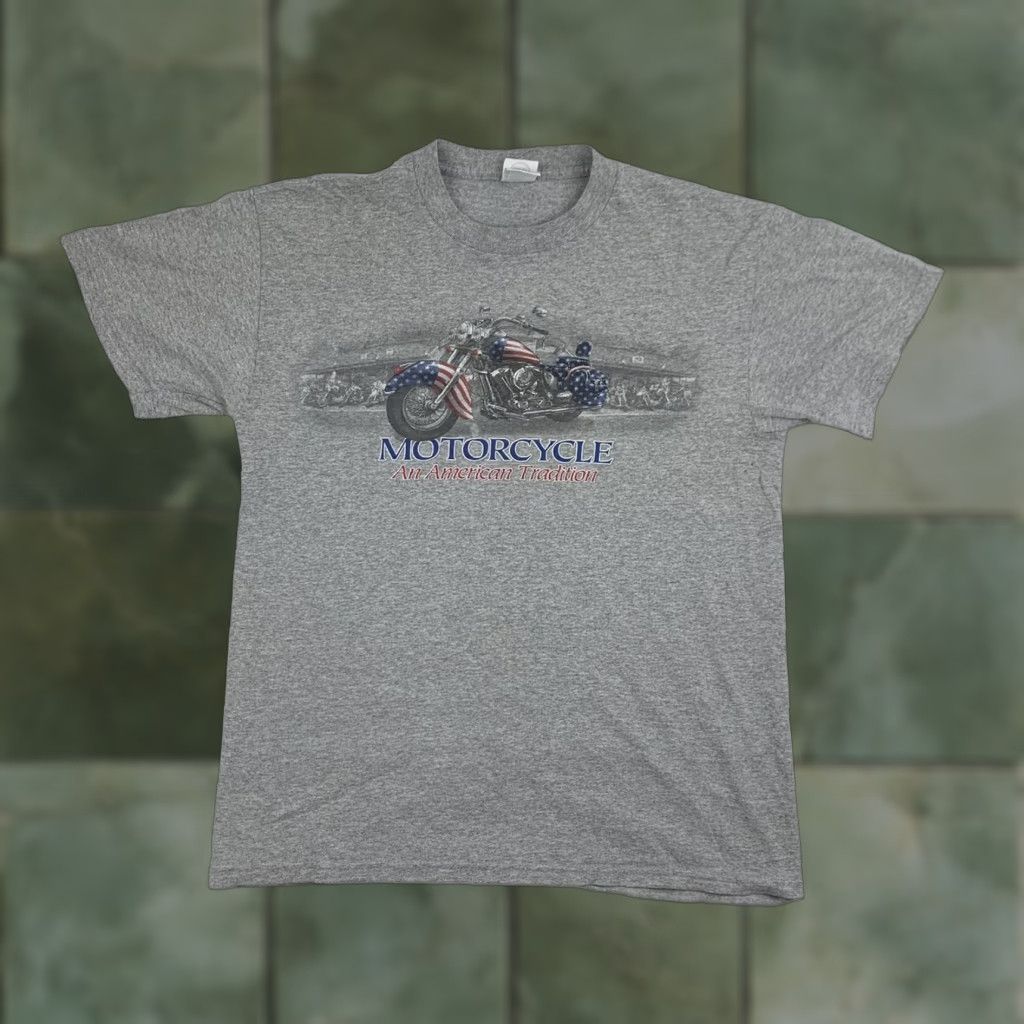 Delta VINTAGE Motorcycle T Shirt Adult Medium Gray An American Tradition USA Flag Y2K Mens Size US M / EU 48-50 / 2 - 1 Thumbnail