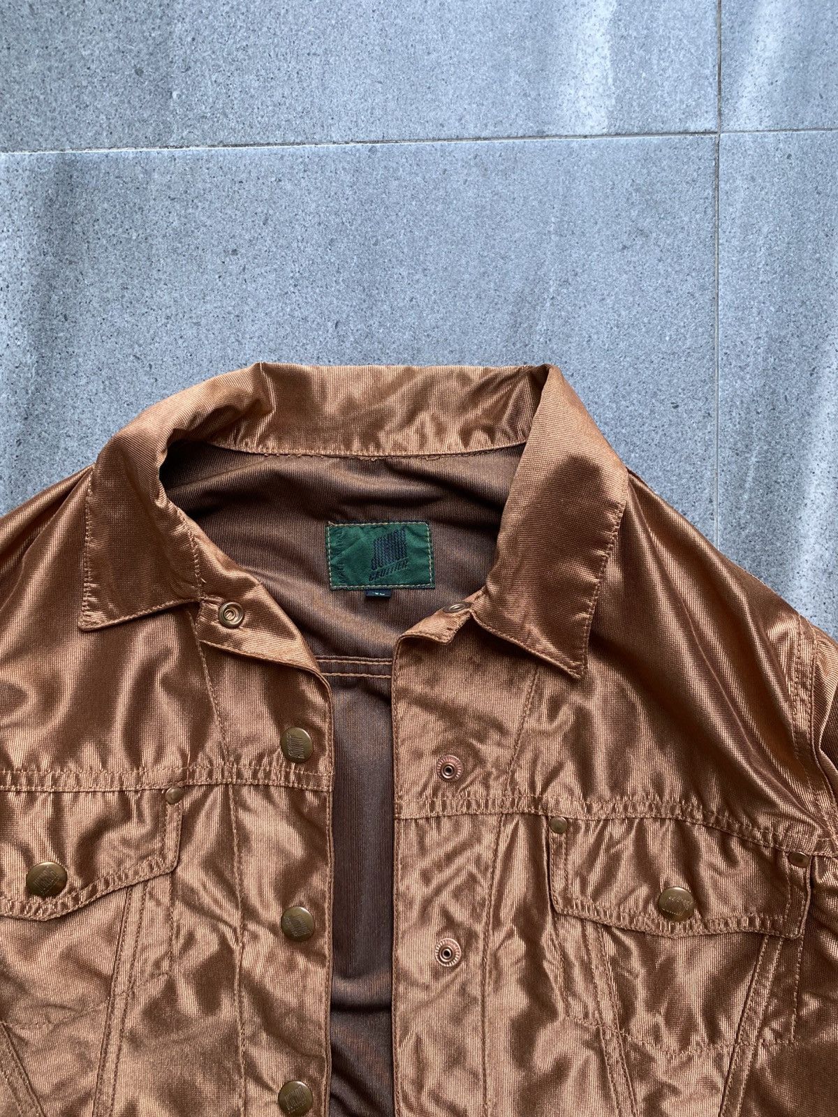 Jean Paul Gaultier Junior Gaultier Cropped Satin Trucker Jacket – Bronze Brown Size L / US 10 / IT 46 - 2 Thumbnail