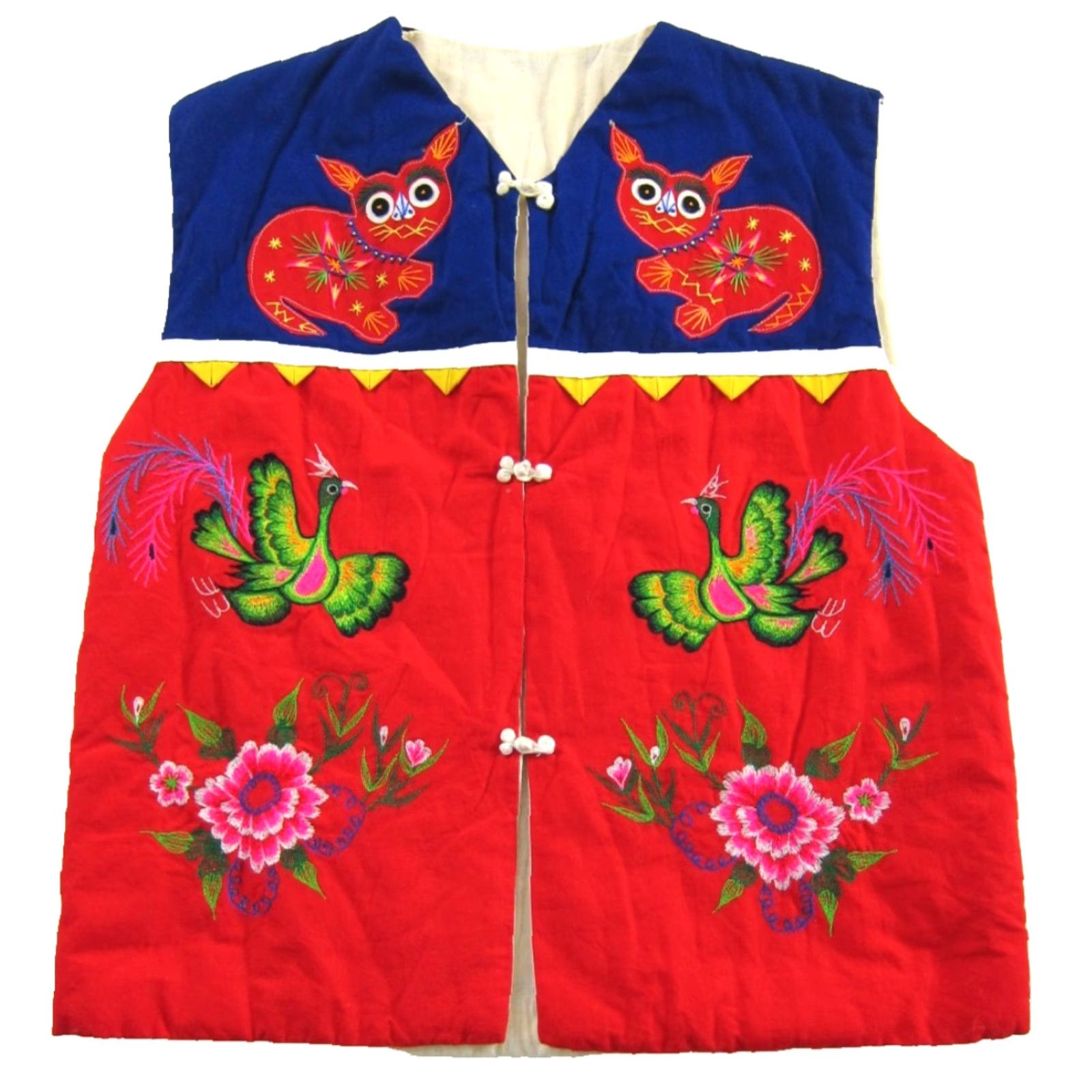Vintage VINTAGE Asian Cotton Embroidered Patch Frog Flower Bird Dragon Vest Women M-L Size M / US 6-8 / IT 42-44 - 2 Thumbnail