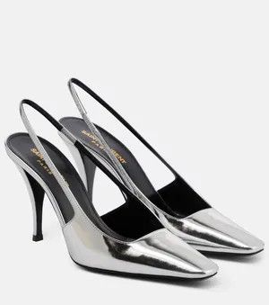 Saint Laurent Paris o1tp1o0125 Blade Sling Back Pumps in Silver Size US 6 / IT 36 - 1 Thumbnail