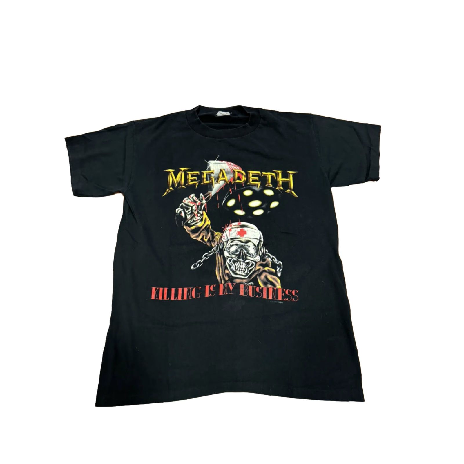 Vintage VINTAGE Megadeth Concert T-Shirt 1988 Killing is My Business Heavy Metal Shirt Men L Black Cotton Crew Neck Short Sleeve 80s Band Music Rock Size US L / EU 52-54 / 3 - 3 Thumbnail