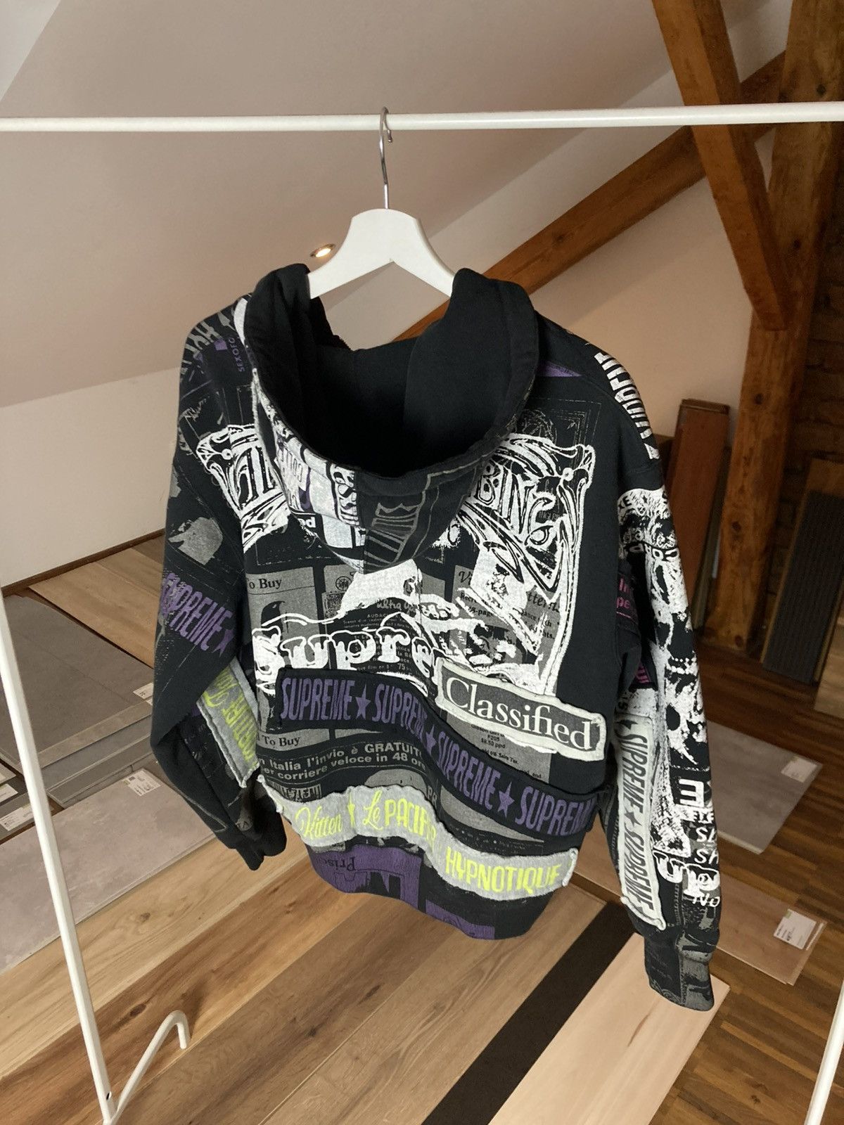 【本物保証 /関税・送料無料】Supreme Collage Grid Hooded Ari Marcopoulos For Supreme Men's Skate Hoodie 2006 Black