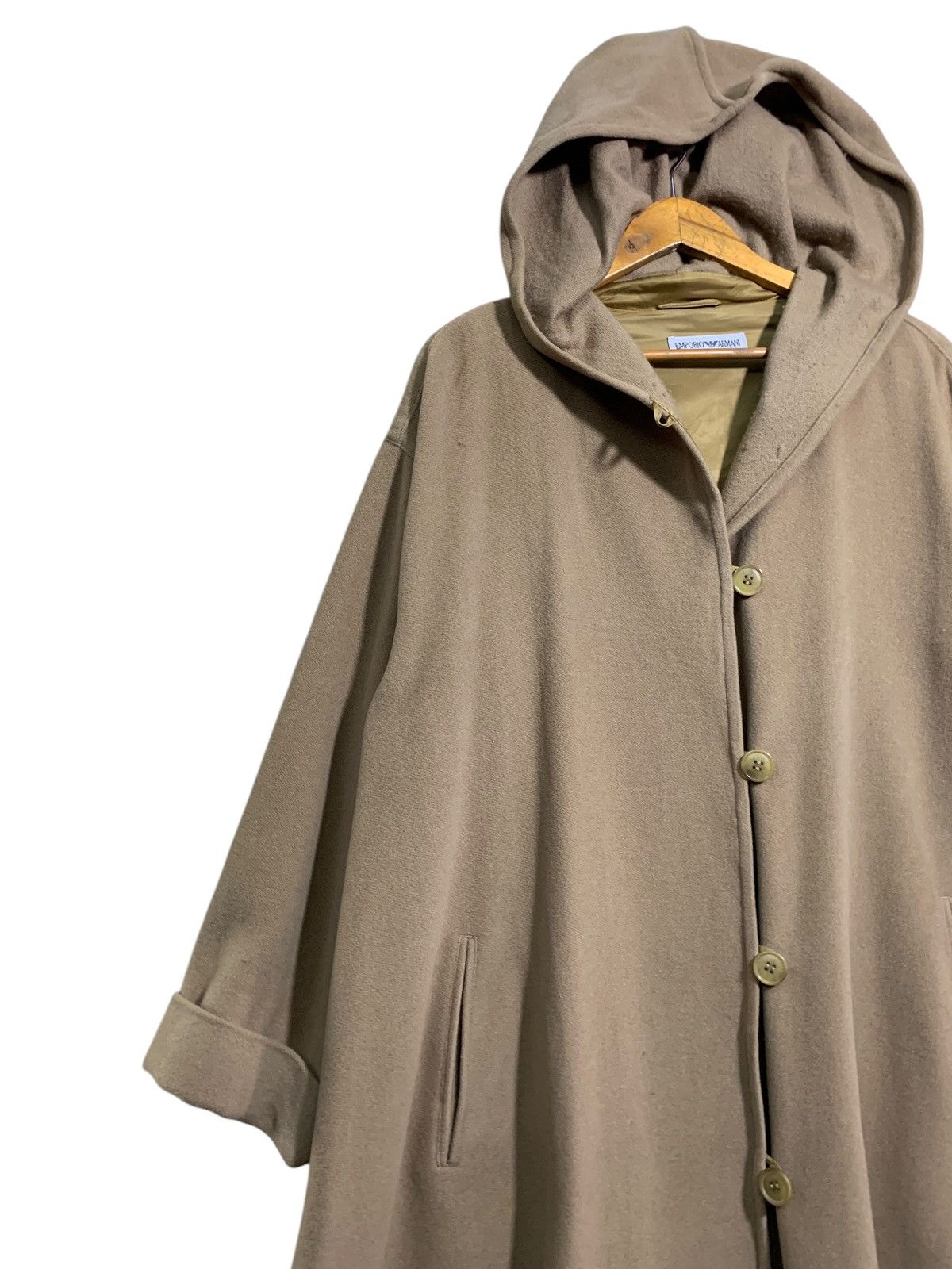 Emporio Armani × Giorgio Armani 🔥EMPORIO ARMANI WOOL HOODIE OVERCOATS Size M / US 6-8 / IT 42-44 - 2 Thumbnail