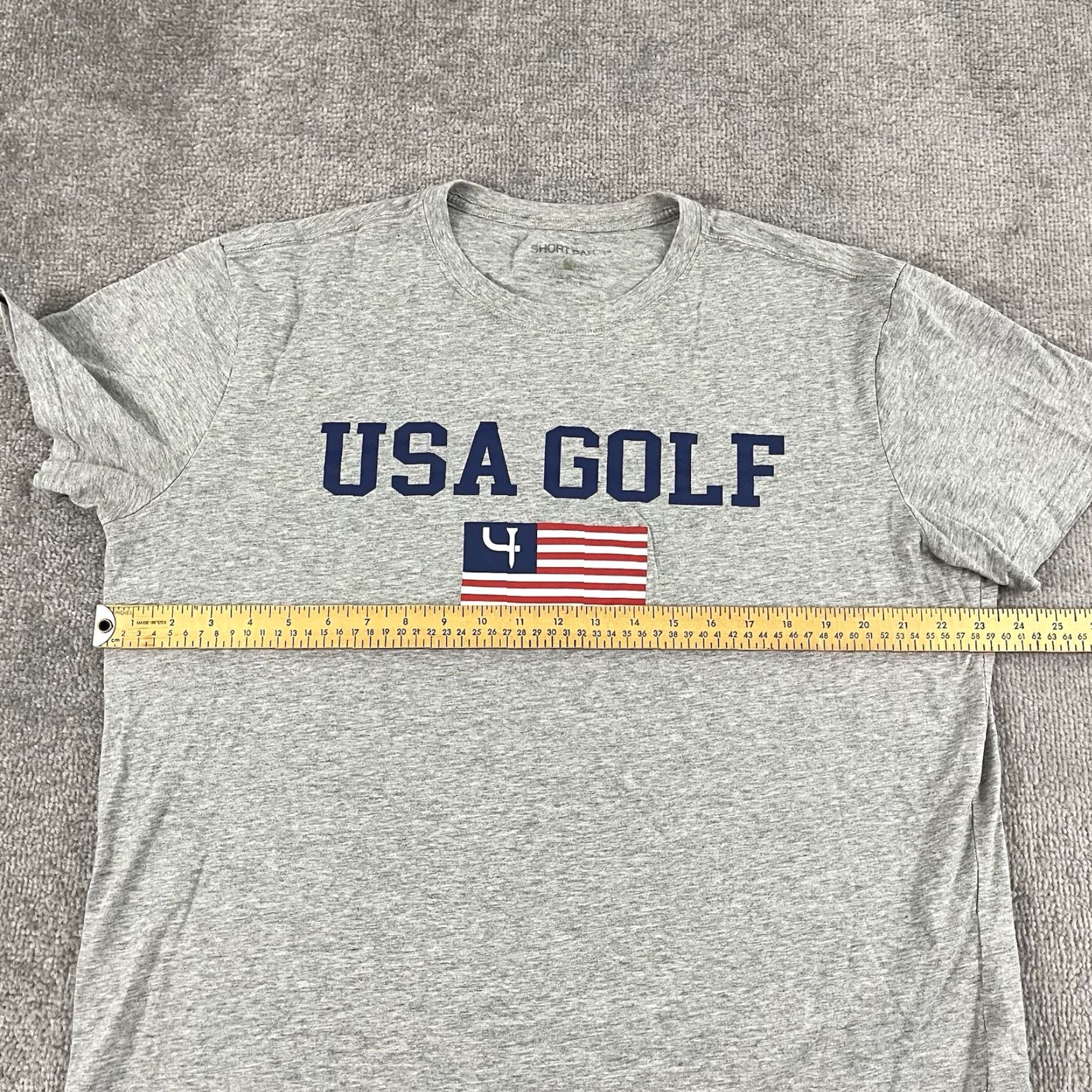 Vintage Short Par 4 Shirt Mens Large Gray Golf USA Flag Patriotic Sport S/S Graphic Tee Size US L / EU 52-54 / 3 - 5 Thumbnail