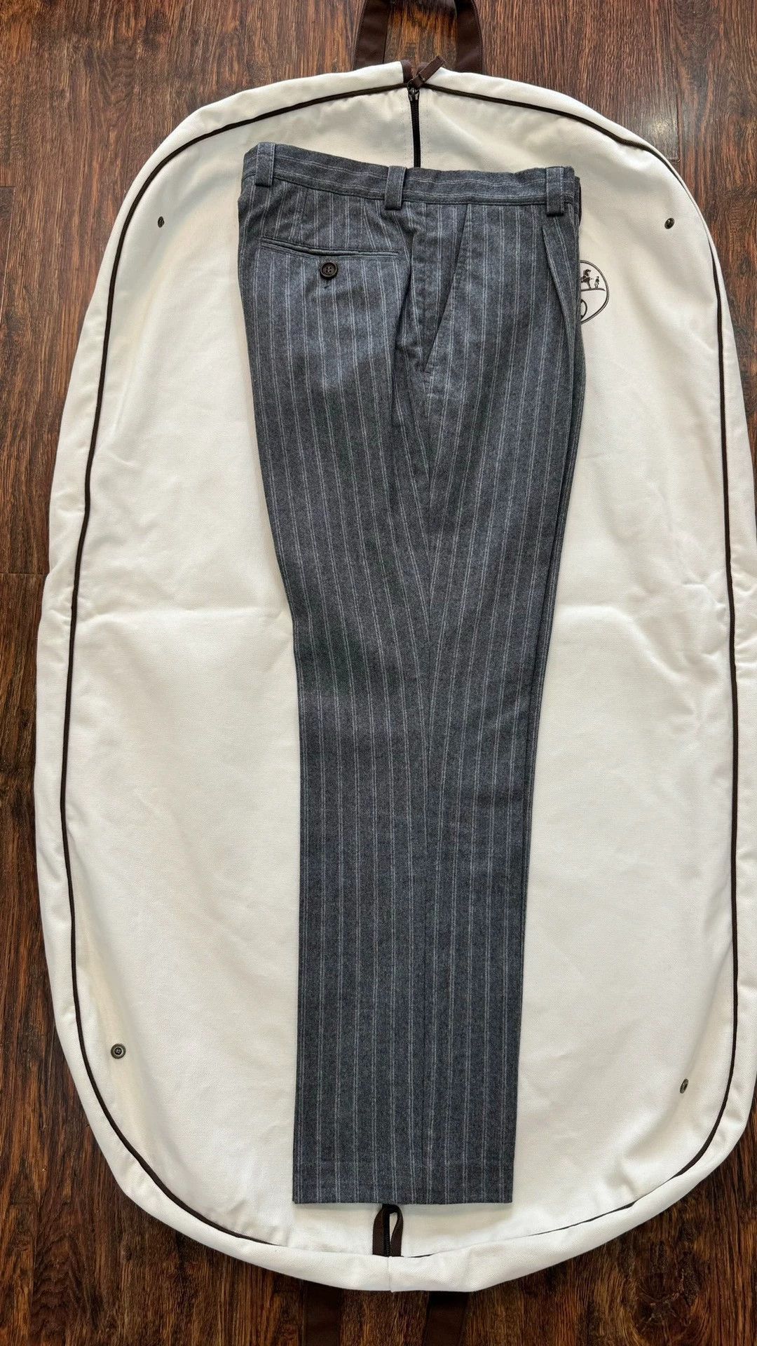 Brunello Cucinelli Gray Striped Tailored Pants Size 30 Size US 30 / EU 46 - 1 Thumbnail