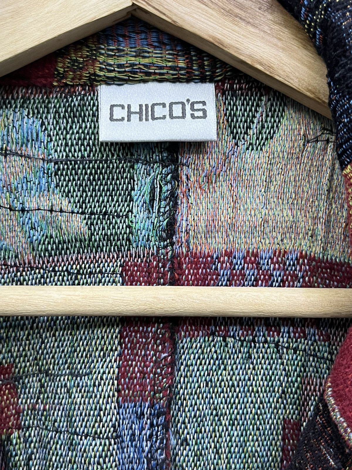 Chicos Vtg Tapestry Patchwork Art Blazer Grunge Avant Garde Jacket Size M / US 6-8 / IT 42-44 - 13 Thumbnail