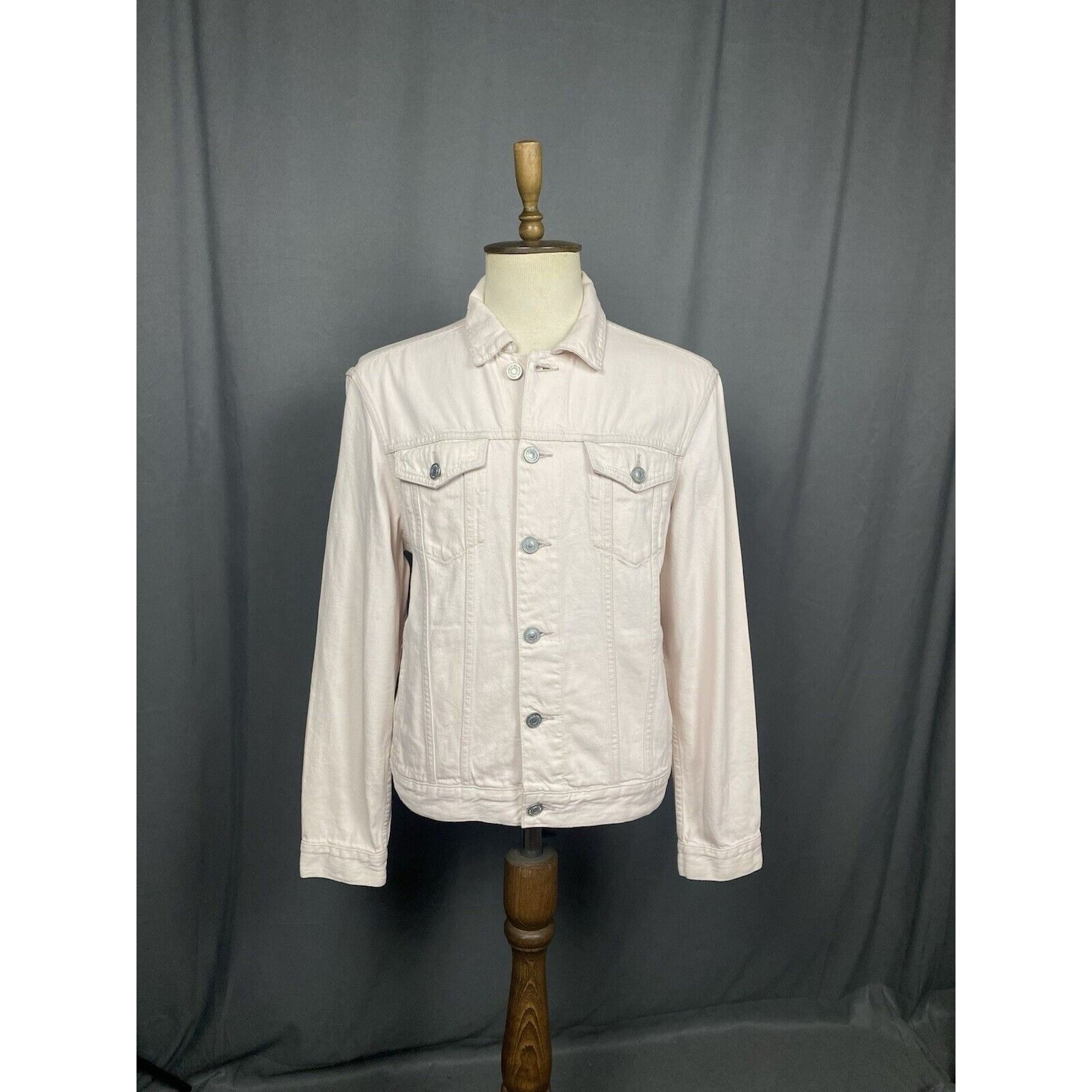 Allsaints AllSaints Jalna Men's Beige Pink Denim Collared Jacket Size Size US L / EU 52-54 / 3 - 1 Thumbnail
