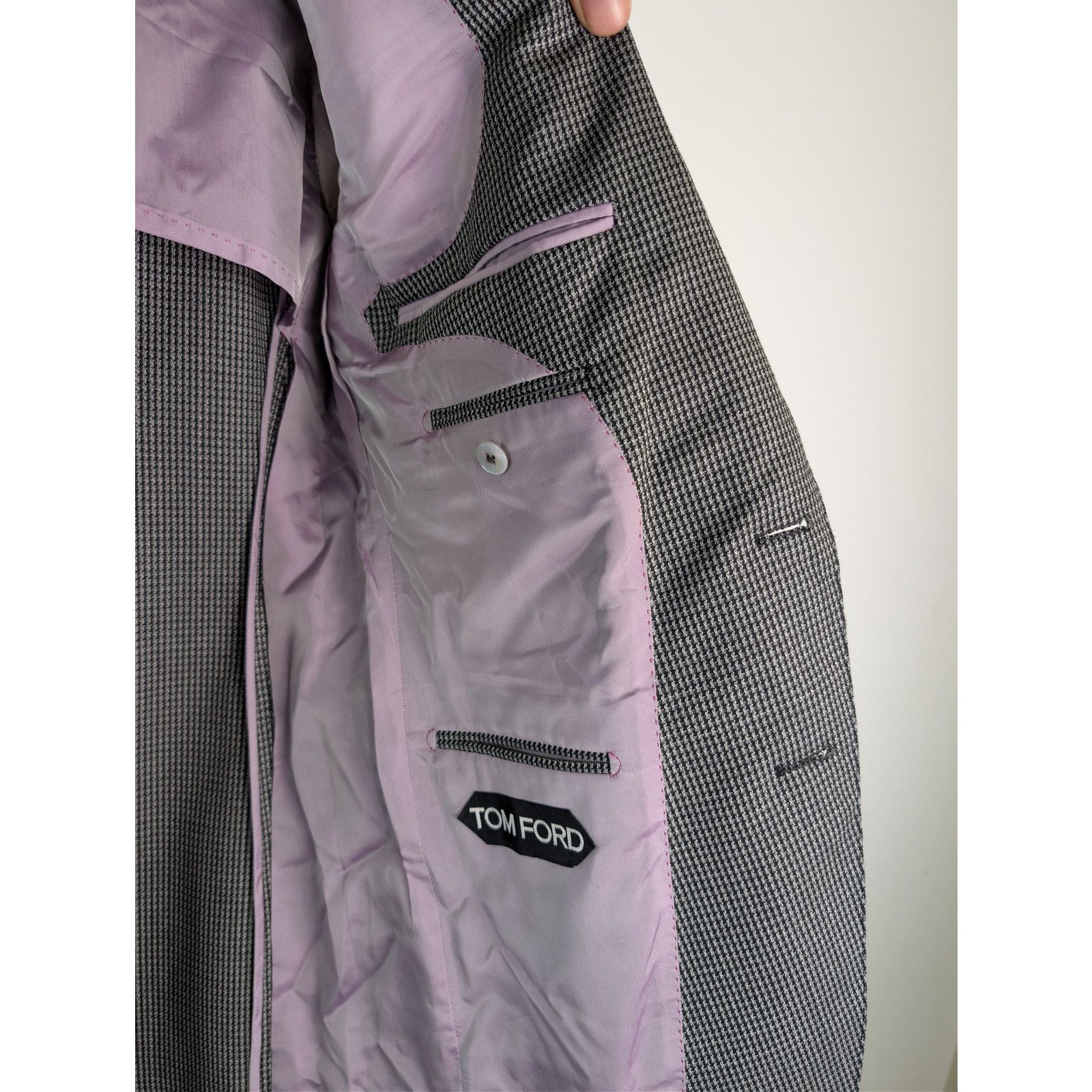Tom Ford o1rshd1 CC20 Slim-Fit Puppytooth Wool Suit Jacket in Gray Size US M / EU 48-50 / 2 - 8 Thumbnail