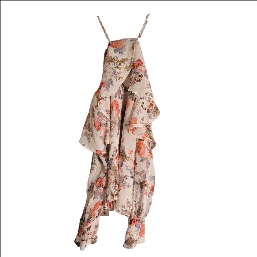 Boohoo EUC Boohoo Floral Cold Shoulder Blouse - Cream and Pink Size S / US 4 / IT 40 - 3 Thumbnail