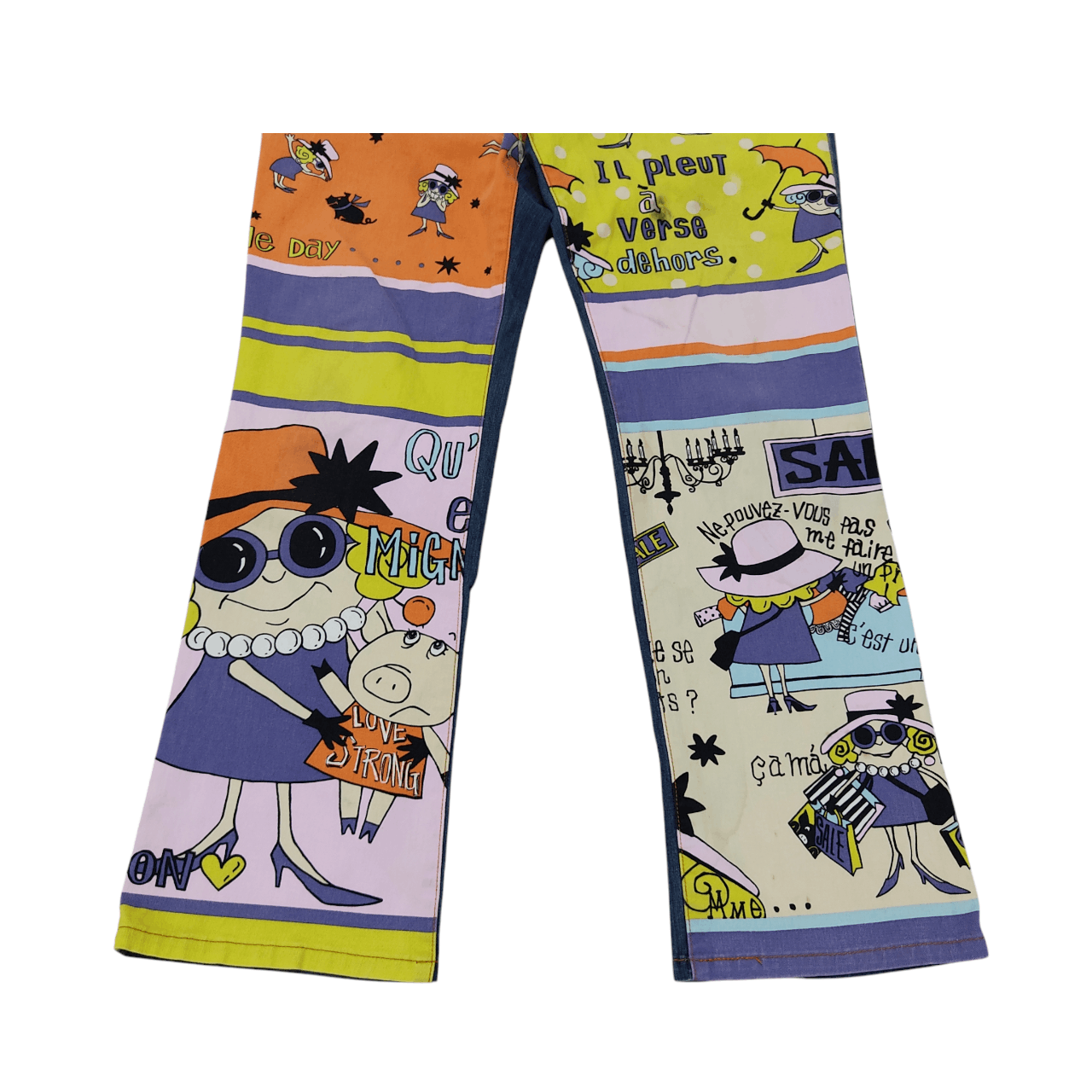 Japanese Brand OLLEBOREBLA AOP Cartoons Front Printed Denim Pants Size 32" / US 10 / IT 46 - 3 Thumbnail