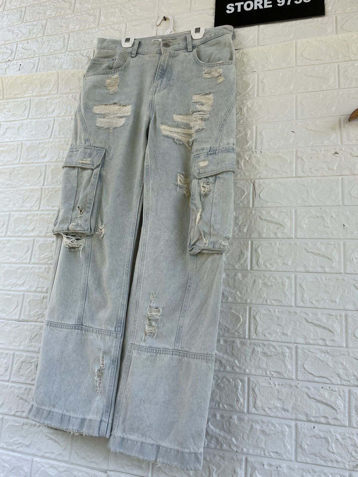Japanese Brand × Vintage × Zara Vintage Zara Denim Cargo Pant Stail Size US 33 - 3 Thumbnail