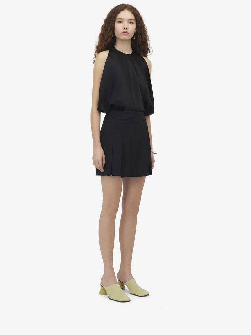 Alexander McQueen o1srvl11e0326 Pleated Mini Skirt in Black Size 27" / US 4 / IT 40 - 3 Thumbnail