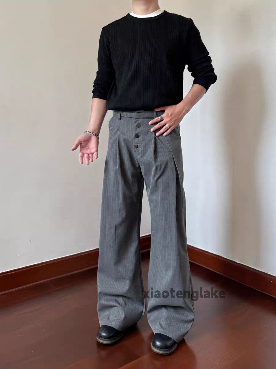 Vintage xtl utility striped yuppie loose baggy pleated pants Size US 30 / EU 46 - 3 Thumbnail