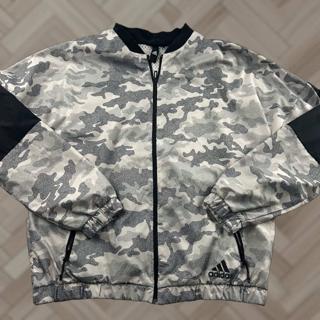 Adidas Adidas Golf Full Zip Camo Print Athletic Windbreaker Jacket Men's Large Gray Size US L / EU 52-54 / 3 - 1 Thumbnail