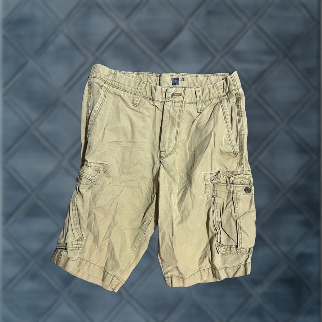 Gap VINTAGE Gap Cargo Shorts Men 28 Beige Khaki Zip Fly Drawstring Pockets 28 Regular Cotton Workwear Mens Size US 28 / EU 44 - 1 Thumbnail