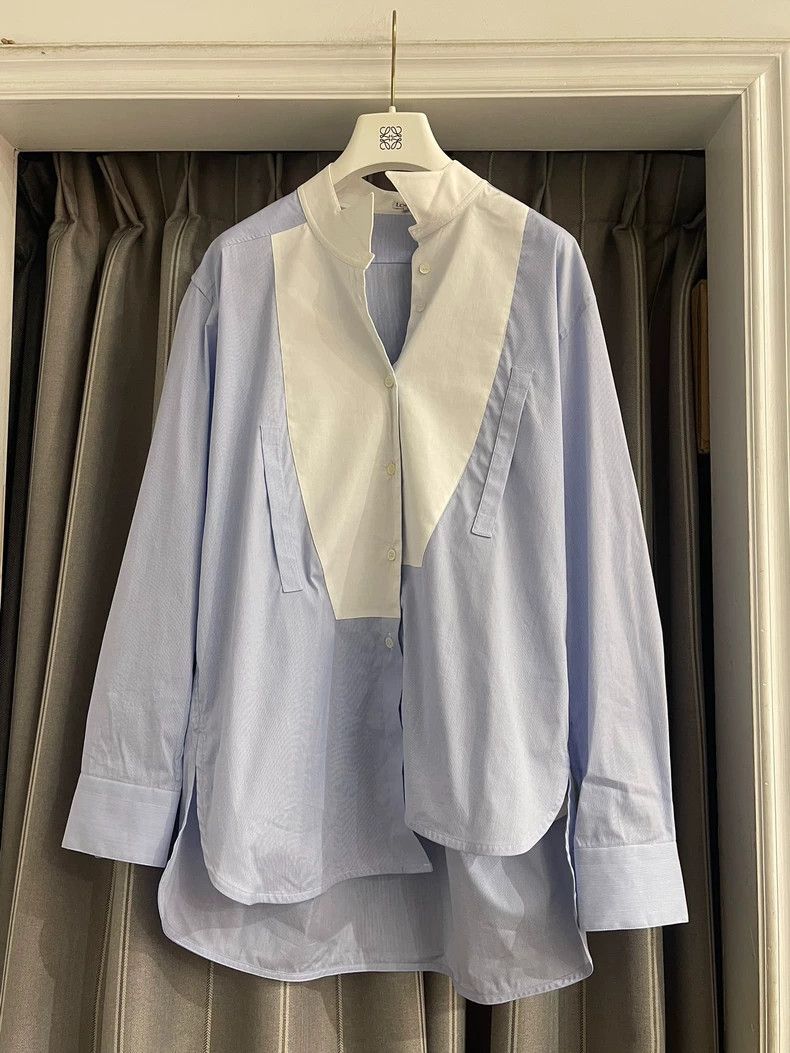 Loewe LOEWE Blue and white patchwork shirt Size M / US 6-8 / IT 42-44 - 1 Thumbnail