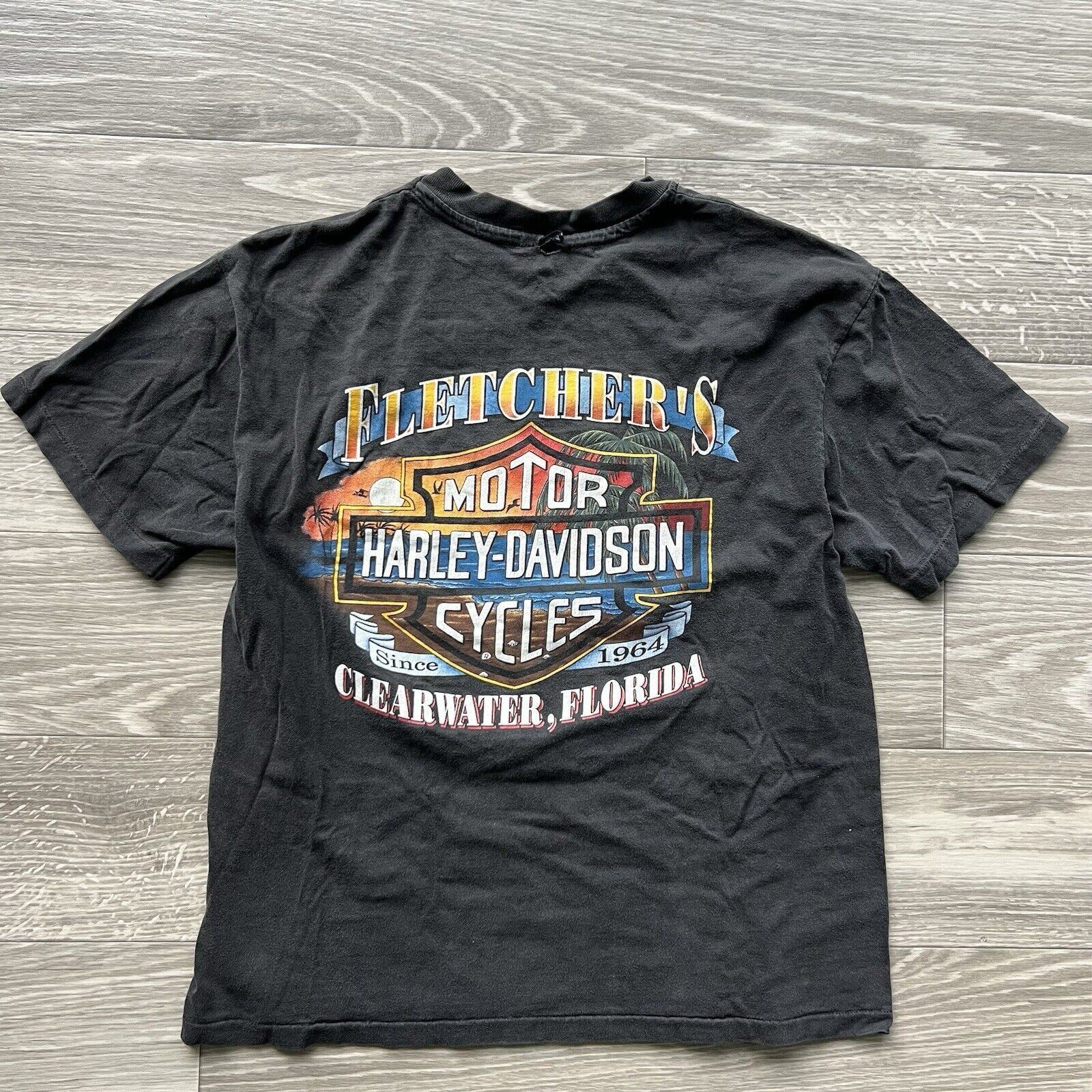 Harley Davidson Vintage 90s Harley Davidson Clearwater Florida Faded t shirt Size US L / EU 52-54 / 3 - 5 Thumbnail