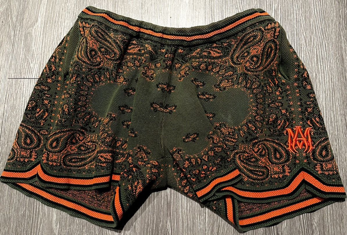 Amiri Amiri cashmere paisley bandana shorts green/orange XXL Size US 38 / EU 54 - 1 Thumbnail