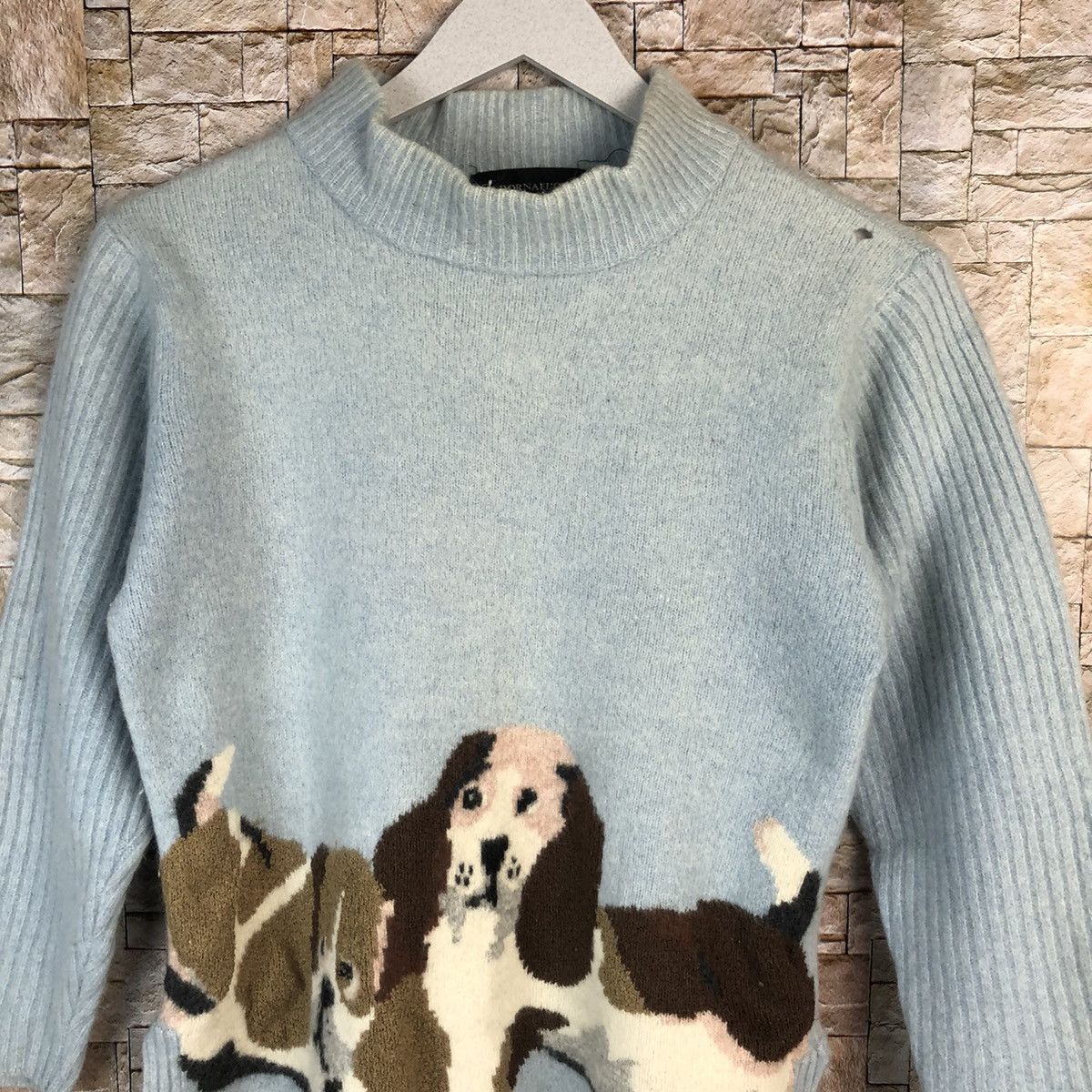 Homespun Knitwear × Japanese Brand Cadornafiore puppy dog Blue vintage Knitwear #A1064 Size XS / US 0-2 / IT 36-38 - 5 Thumbnail