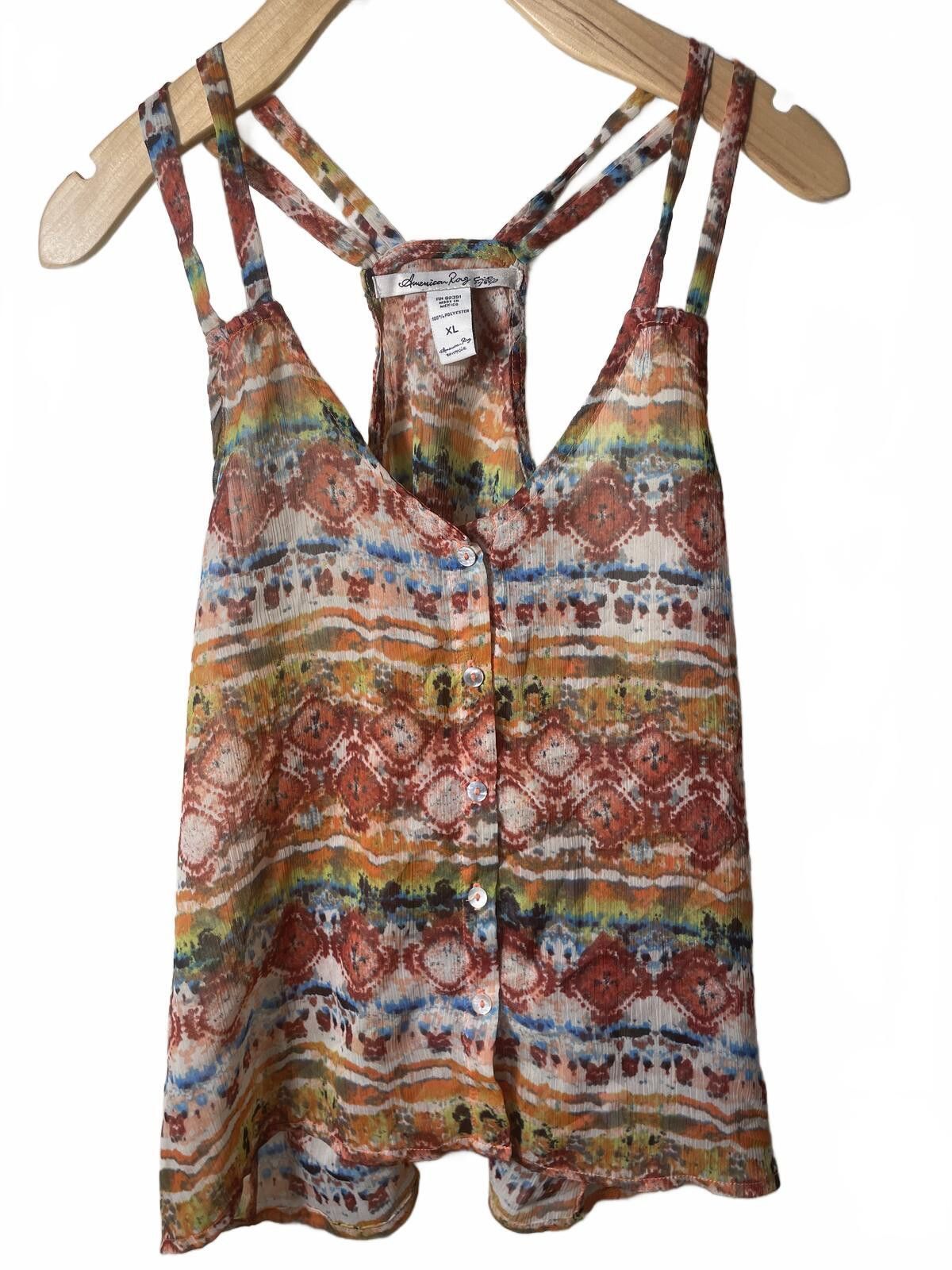 American Rag American Rag Halter Tank Top Blouse Women's XL Button Boho Size XL / US 12-14 / IT 48-50 - 1 Thumbnail