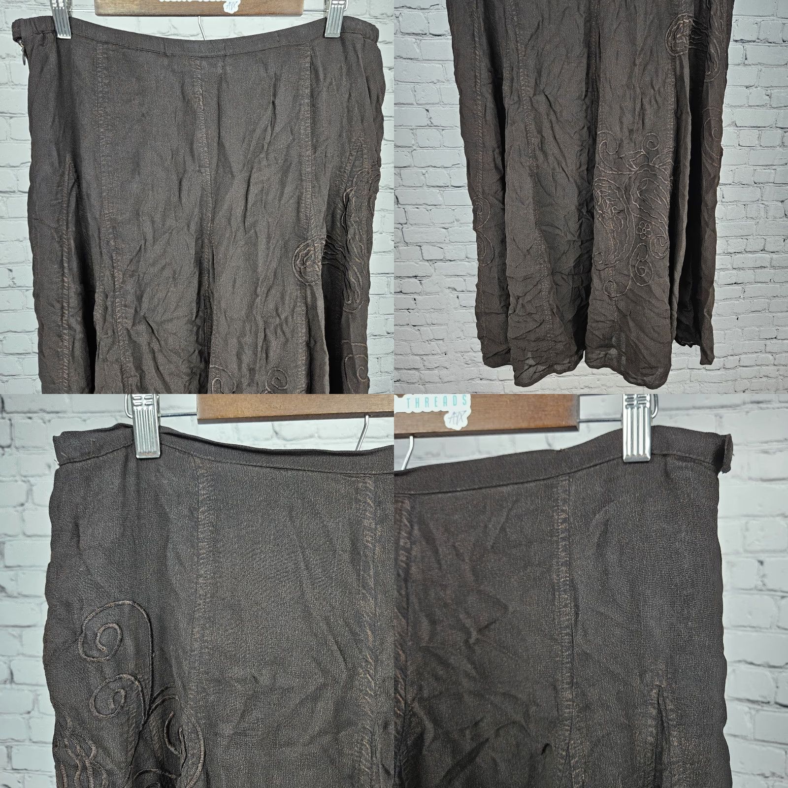 Coldwater Creek Coldwater Creek Paisley Embroidered Lined Midi Skirt Brown M (10-12) Women Adult Regular Size Medium Size 32" / US 10 / IT 46 - 8 Thumbnail