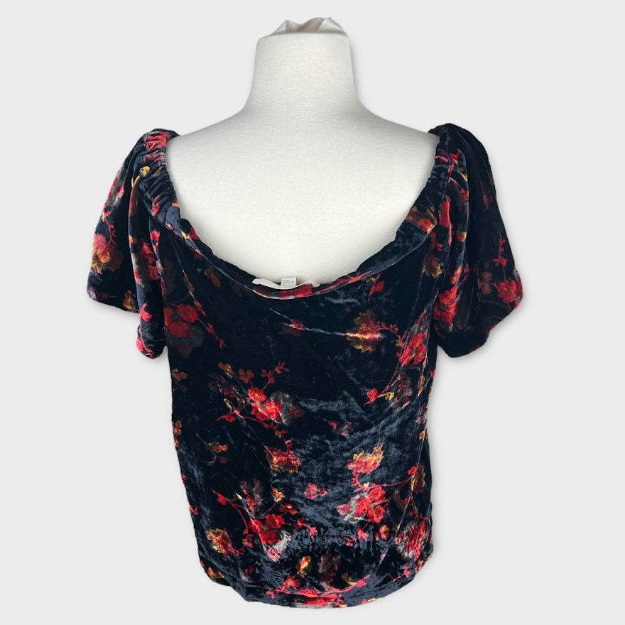 Ann Taylor LOFT | Floral Velvet Off The Shoulder Top | Small Size S / US 4 / IT 40 - 7 Thumbnail