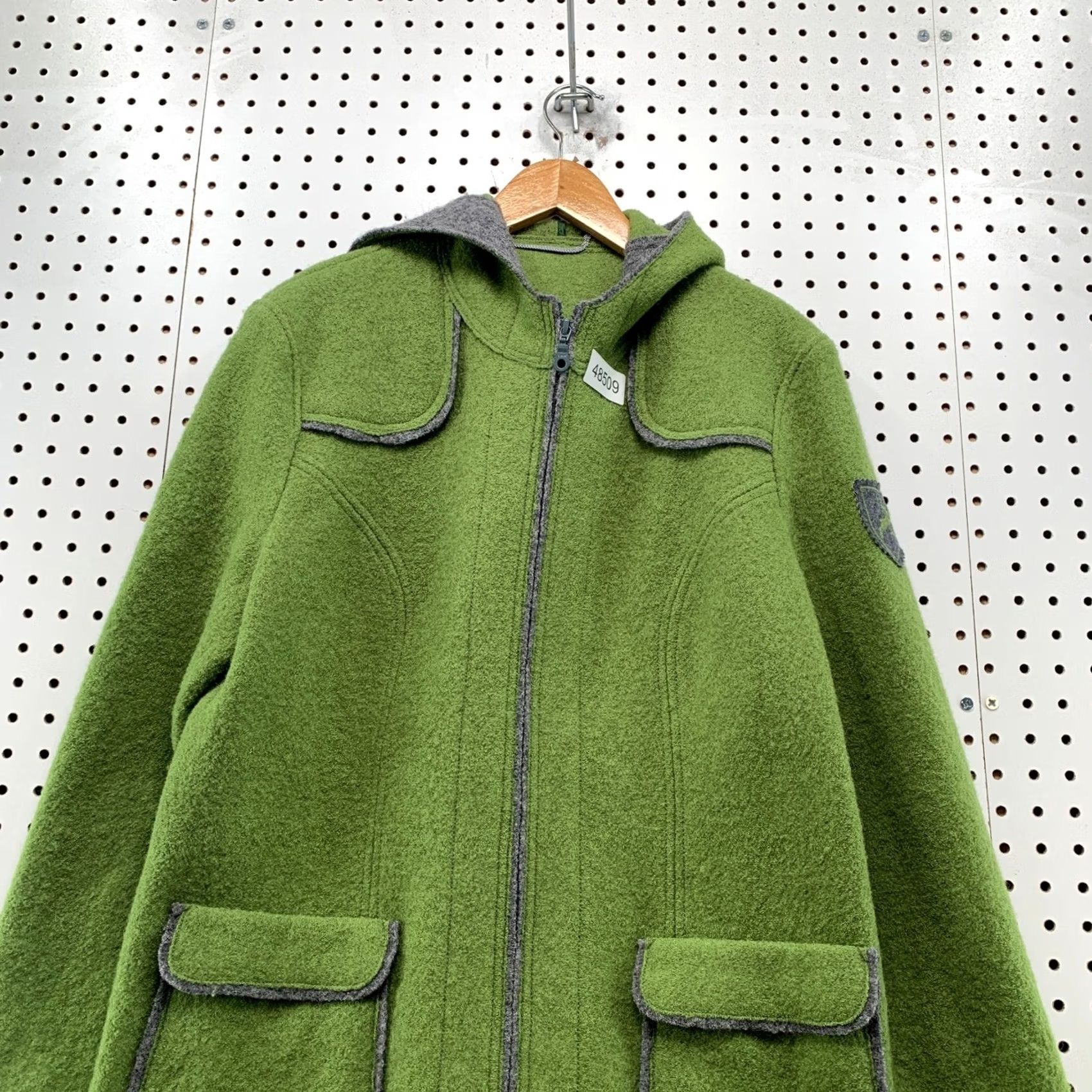 Vintage VINTAGE Geiger Green Grey Hooded Jacket Womens L Full Zip Equestrian Size L / US 10 / IT 46 - 5 Thumbnail