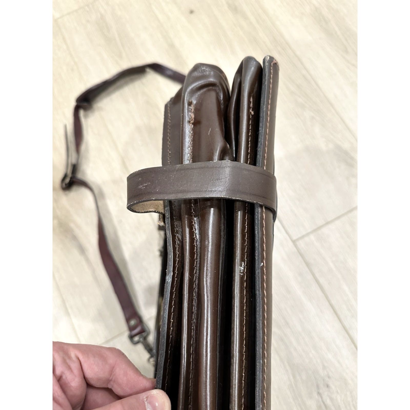 Vintage VINTAGE Korchmar Briefcase Leather Beltling Locking Brown Accordion Style Military Case Size ONE SIZE - 7 Thumbnail