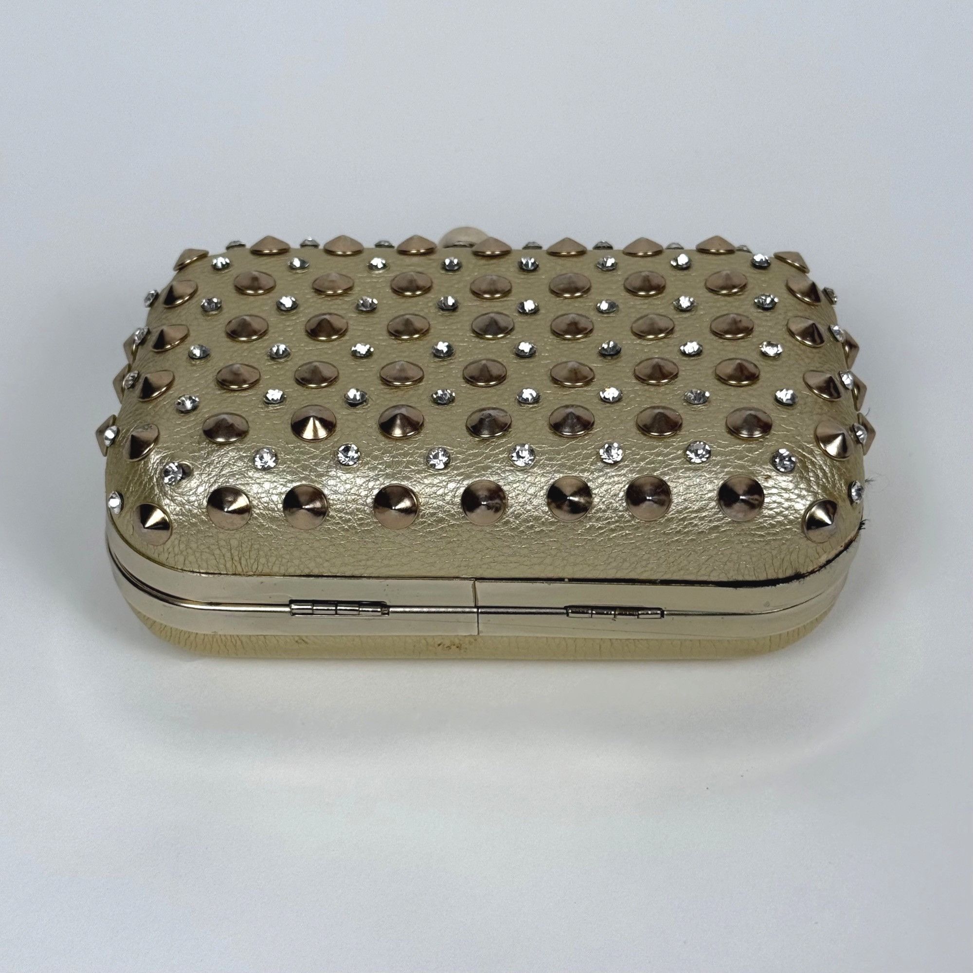 Other Gold Studded Rhinestone Clutch Evening Bag Edgy Sparkly Form Size ONE SIZE - 4 Thumbnail