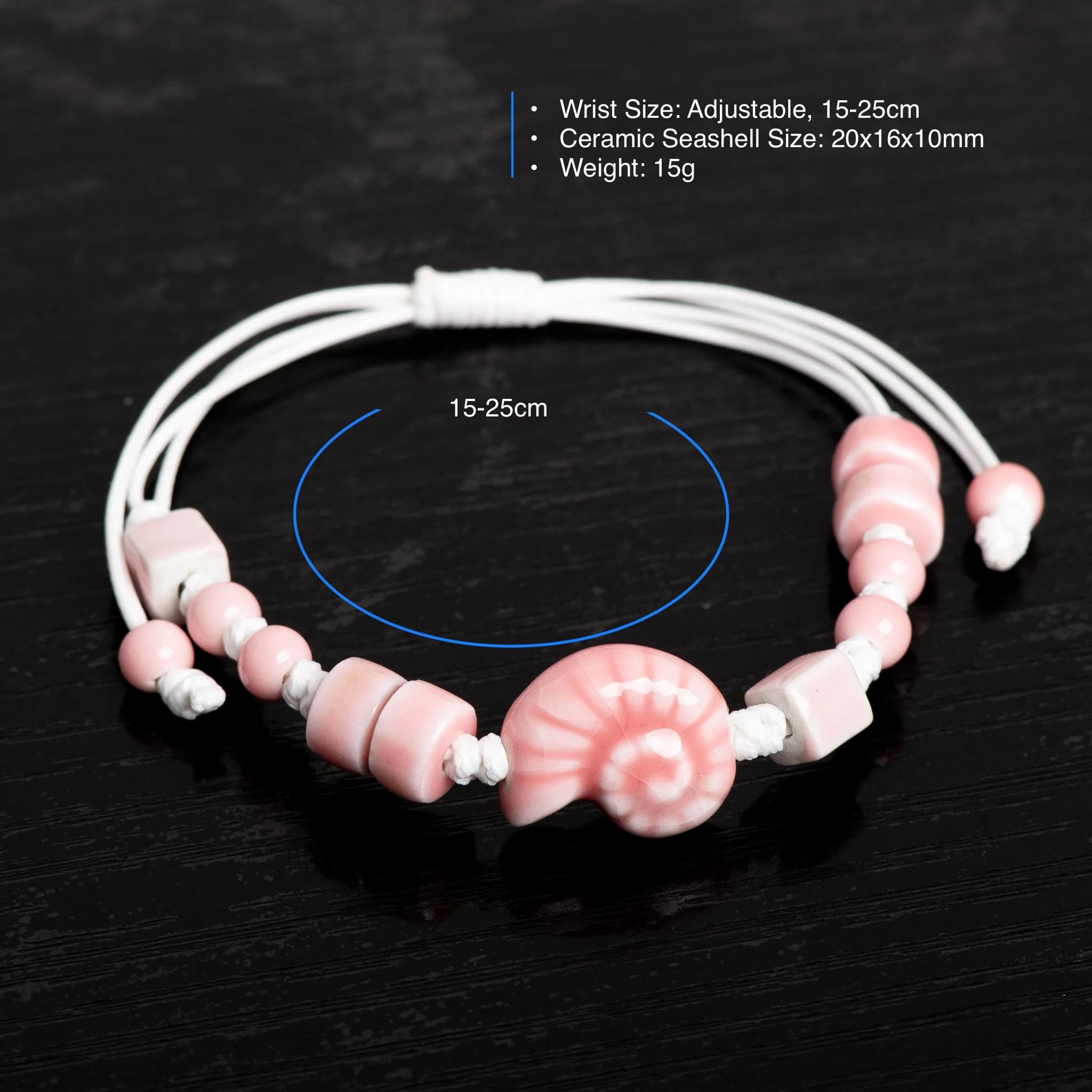 Handmade Seashell Ceramic Bracelet Handmade Jewelry Gift For Her Size ONE SIZE - 4 Thumbnail