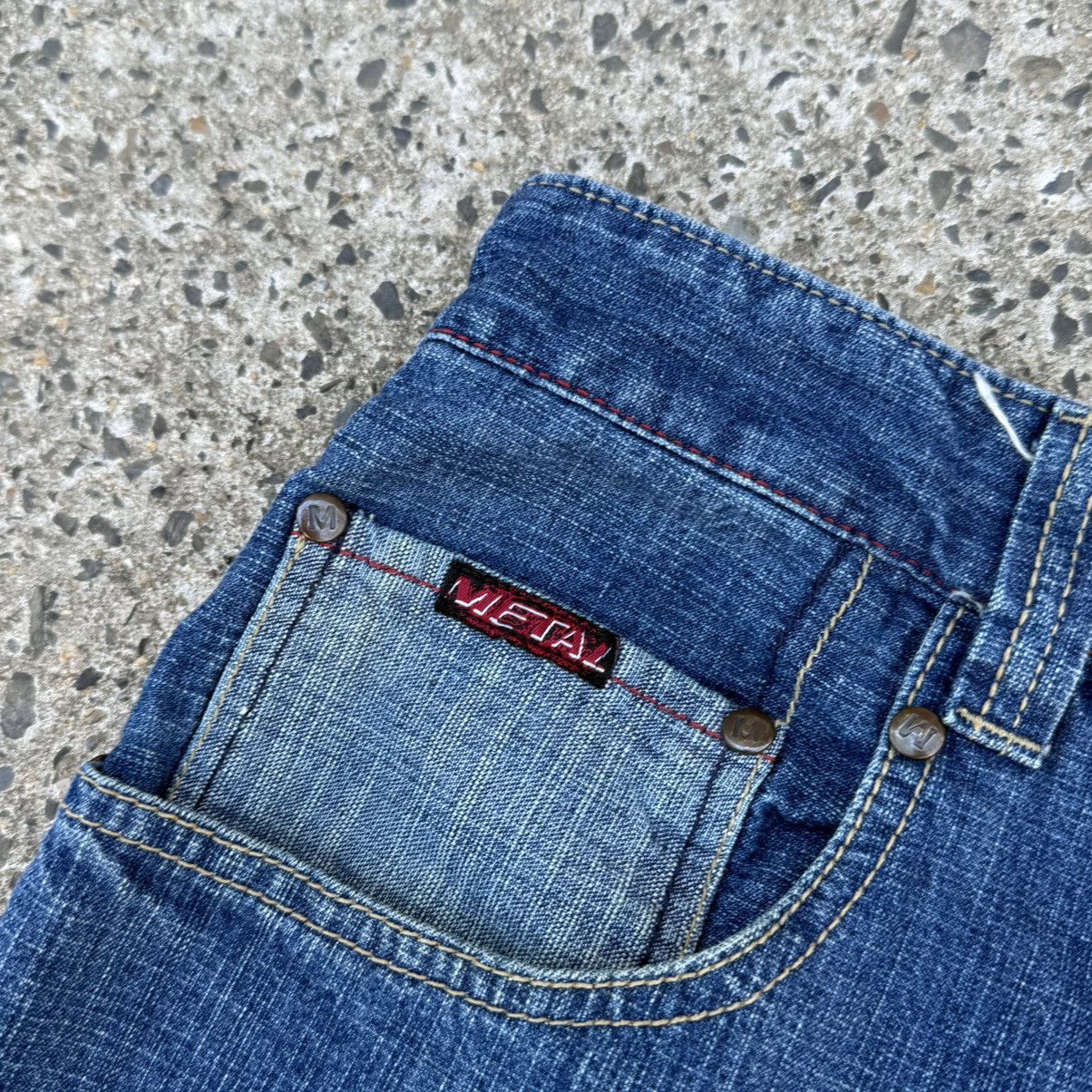 JNCO × Sean John × Vintage METAL Patchwork Denim Shorts W40 L33 Blue Distressed Baggy Size US 40 / EU 56 - 8 Thumbnail