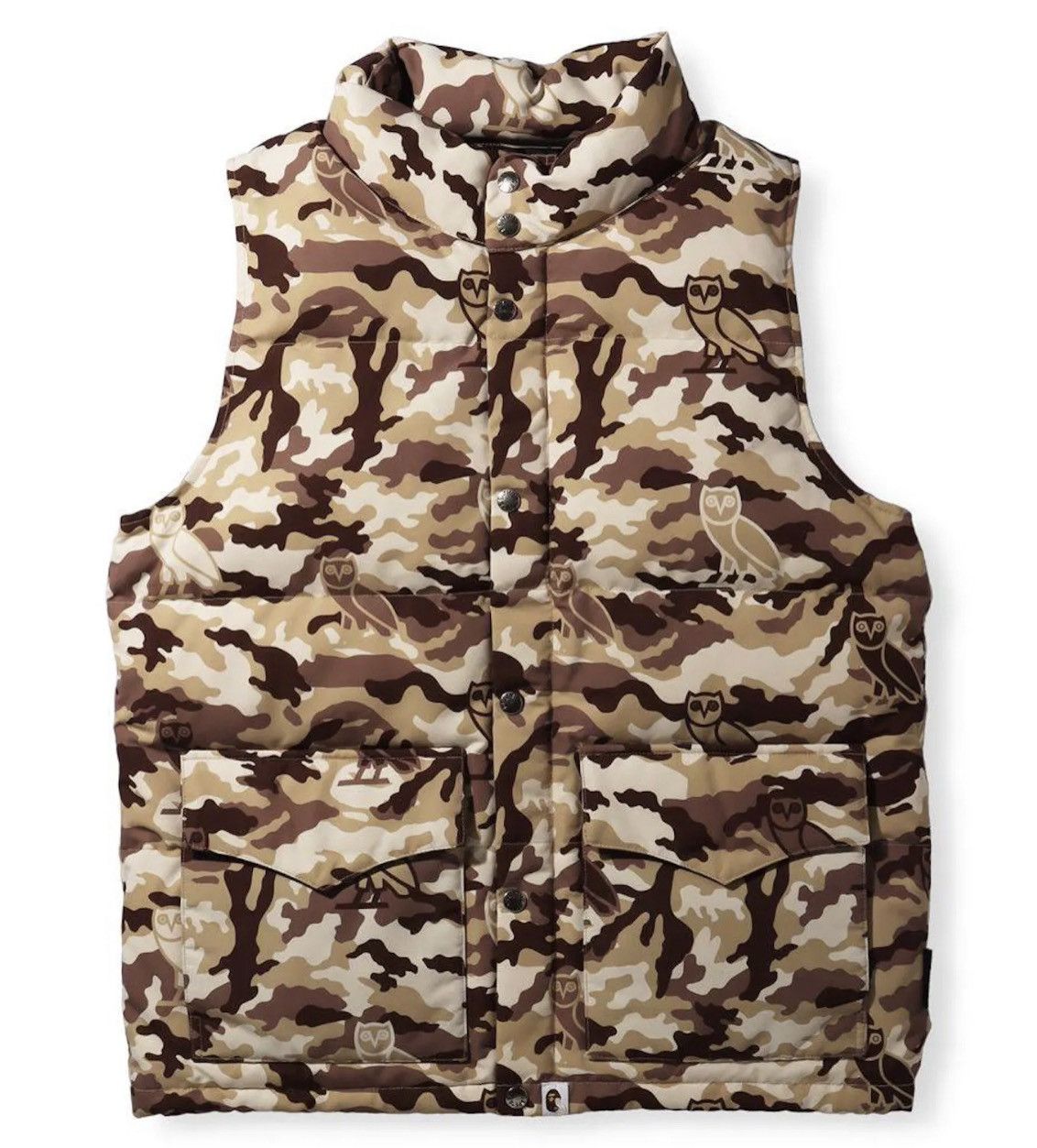 Bape Octobers Very Own Bape x OVO Beige Woodland Camo Vest Grailed