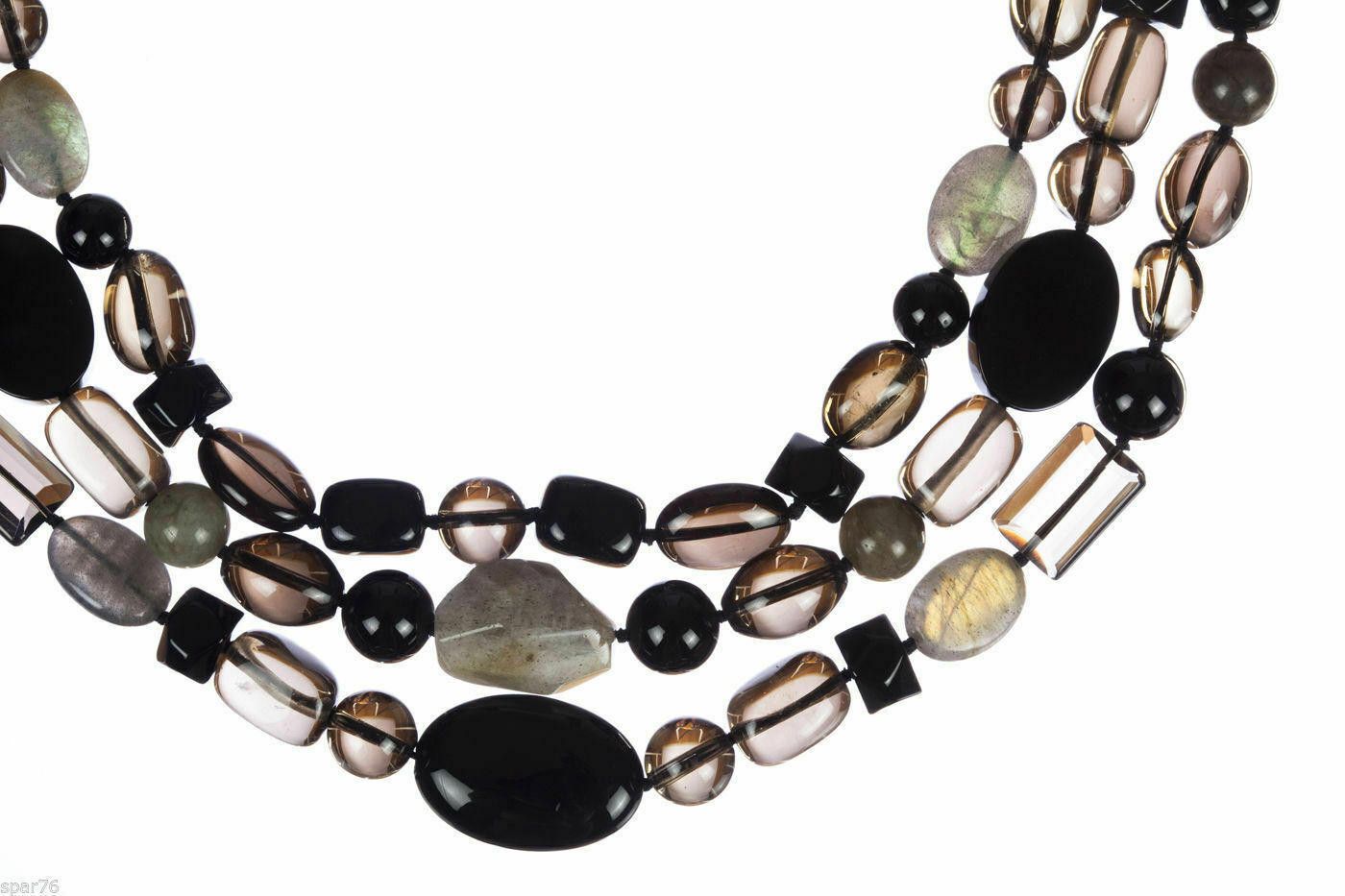 Designer Smoky Quartz Black Onyx and Labradorite Bead Necklace Size ONE SIZE - 2 Thumbnail