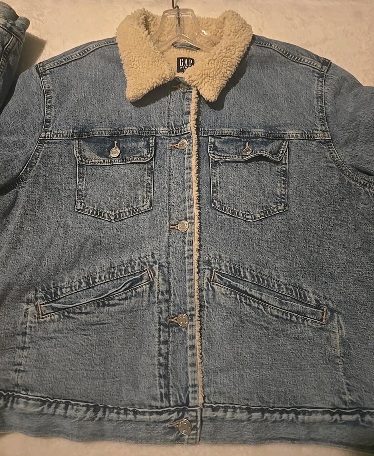 Gap GAP Denim Trucker Jacket Unisex XXL Sherpa Lined Coat Size XXL / US 16-18 / IT 52-54 - 2 Thumbnail