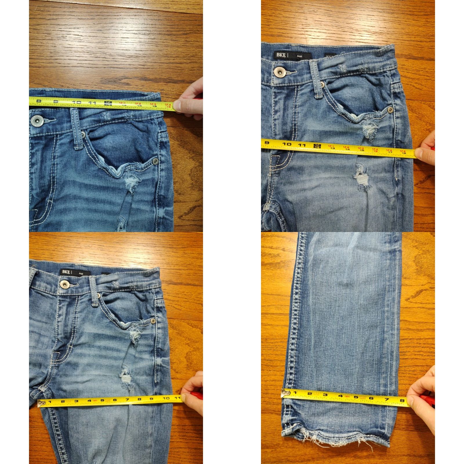 BKE BKE Alec Jeans Mens 31x29 Distressed Blue Denim Zip Low Rise 5-Pocket Cotton Spandex Size US 31 - 8 Thumbnail