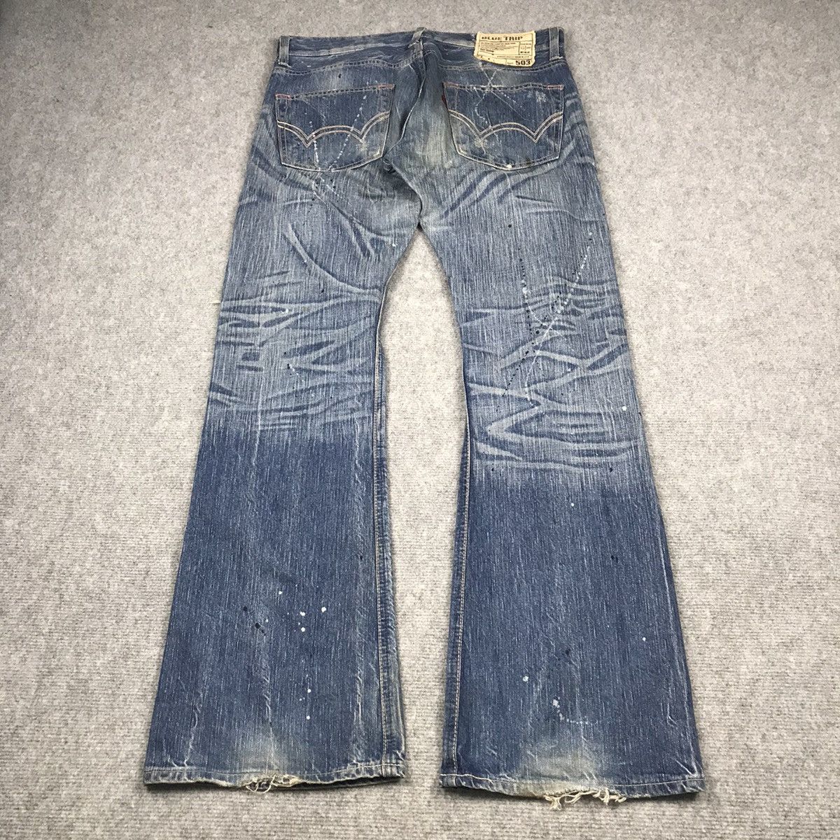 Blue Blue Japan × If Six Was Nine × Japanese Brand FLARE DISTRESSED👽EDWIN 503 JAPAN BOOTCUT DENIM PANTS 142 Size US 34 / EU 50 - 10 Thumbnail