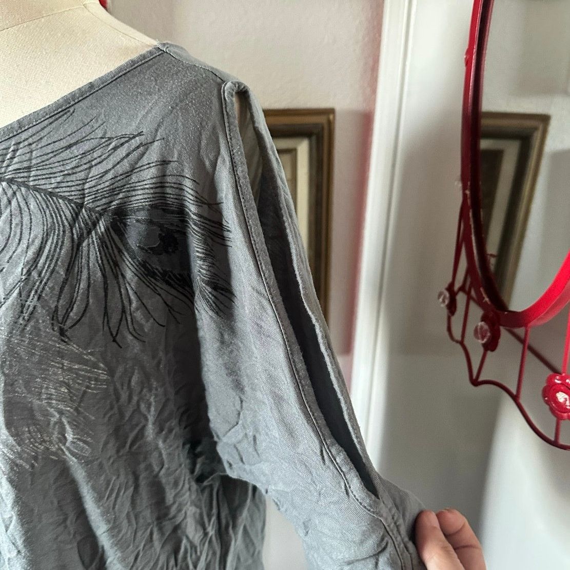 Other lascana venus gray black white leaf graphic shirt Size L / US 10 / IT 46 - 3 Thumbnail