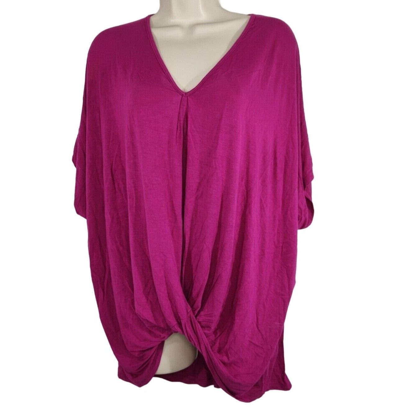 Other Umgee Fuchsia Purple V-neck Knotted Front Knit Top Size S Size S / US 4 / IT 40 - 1 Thumbnail