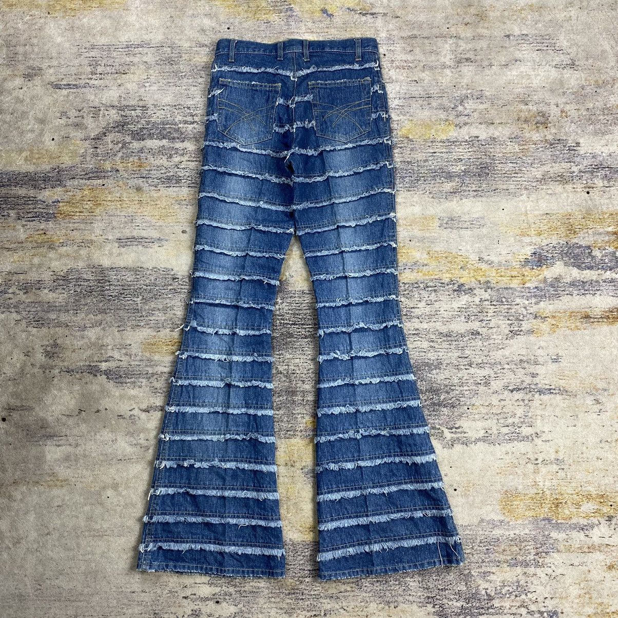 Hysteric Glamour × Japanese Brand F.t.s Company Hagi patchwork flared denim pants Size US 27 - 2 Thumbnail